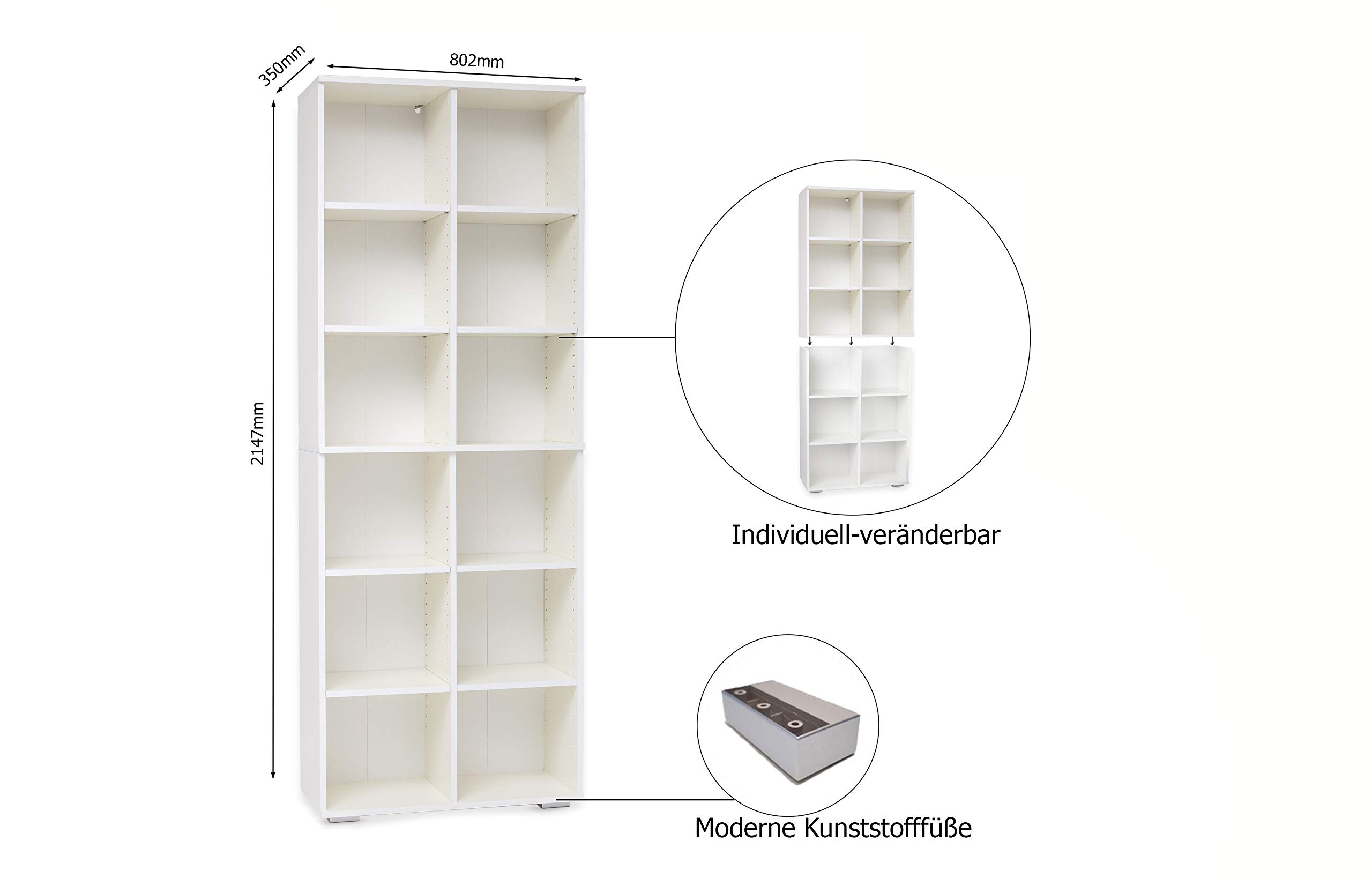 mutatio Regal Groß - Aktenregal - Ordnerregal [Viel Platz für Ordner] Standregal - Bücherregal - Grau ca. B80,2cm x H214,7cm x T35cm| Büromöbel
