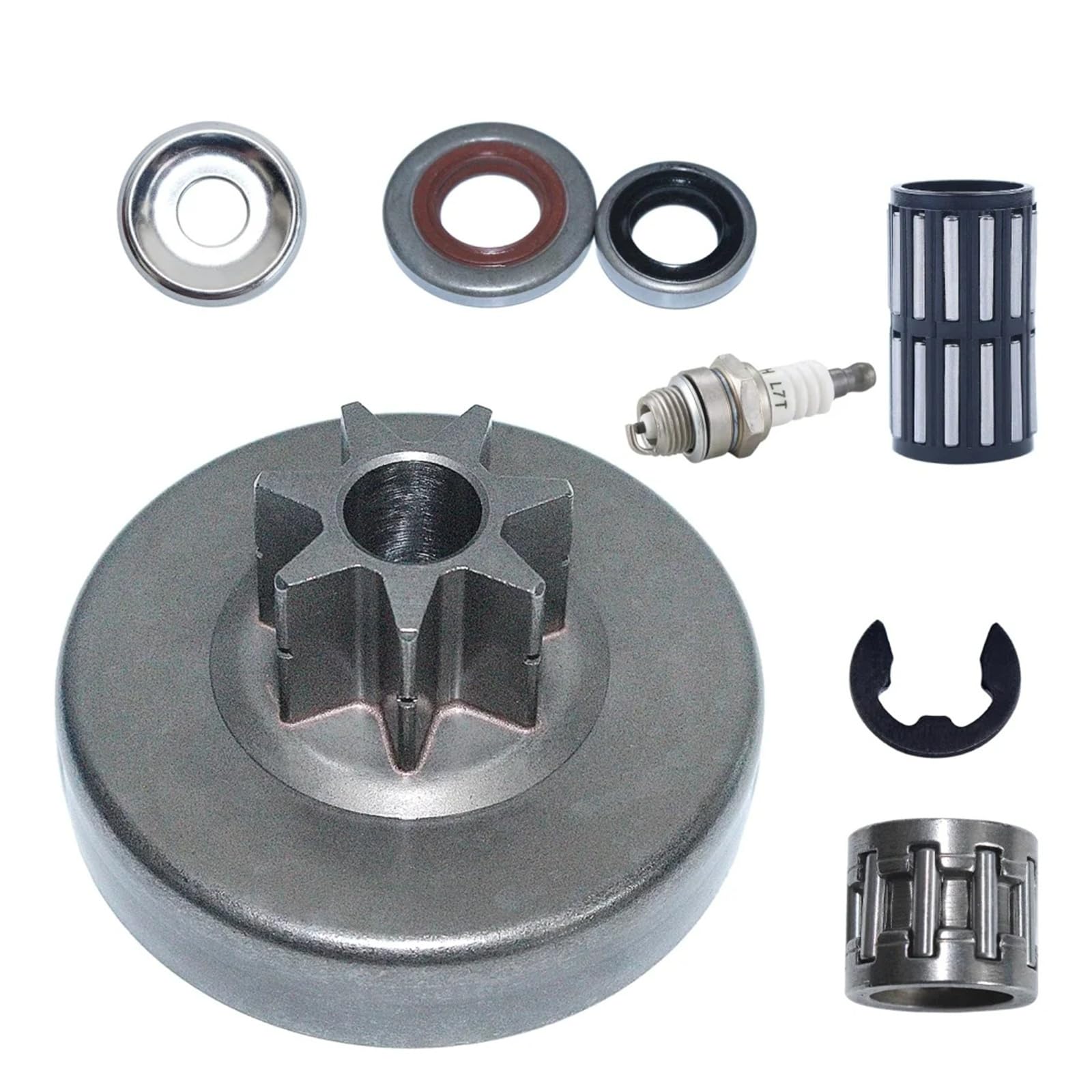 Compatible con Motosierra Stihl 028, 028AV y 028WB, 1118, 640, 2001, 325" 7T, Kit de arandela de Aguja y cojinete de Tambor de Embrague.