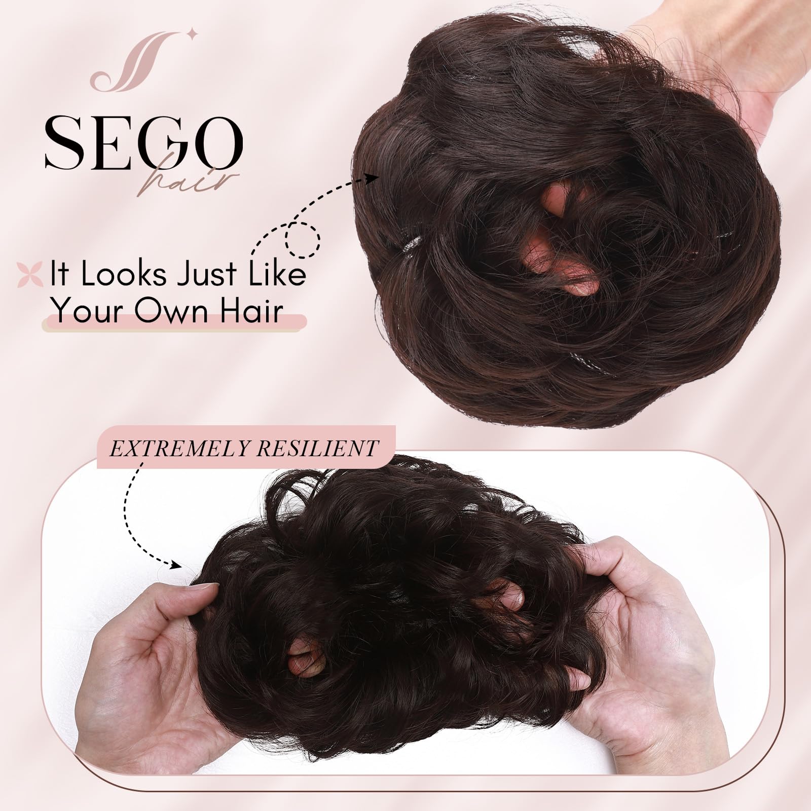SEGOHAIR Messy Bun Hair Piece Fake Hair Bun Hair Scrunchies Bun - Image 3