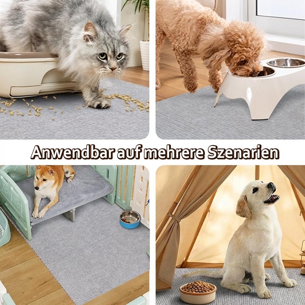 Katzenklo Hundeklo Matte für Zuhause 60x90cm rutschfeste wasserdichte Unterlage geruchsabsorbierend schützt Böden maschinenwaschbar, zuschneidbar grau
