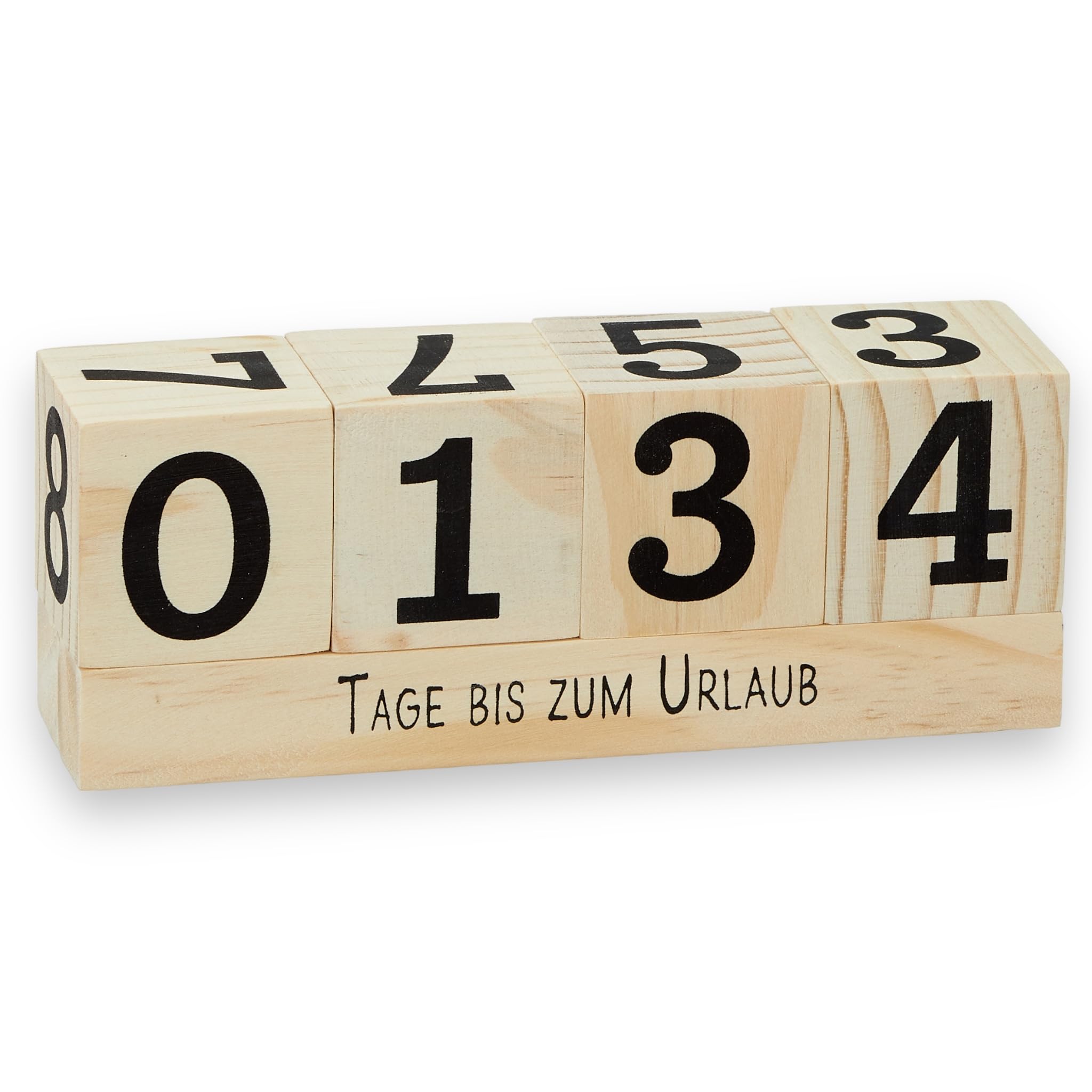 MIK Funshopping Countdown Wooden Cube Calendar with Themed Bar Permanent Year Table Calendar (Natural)