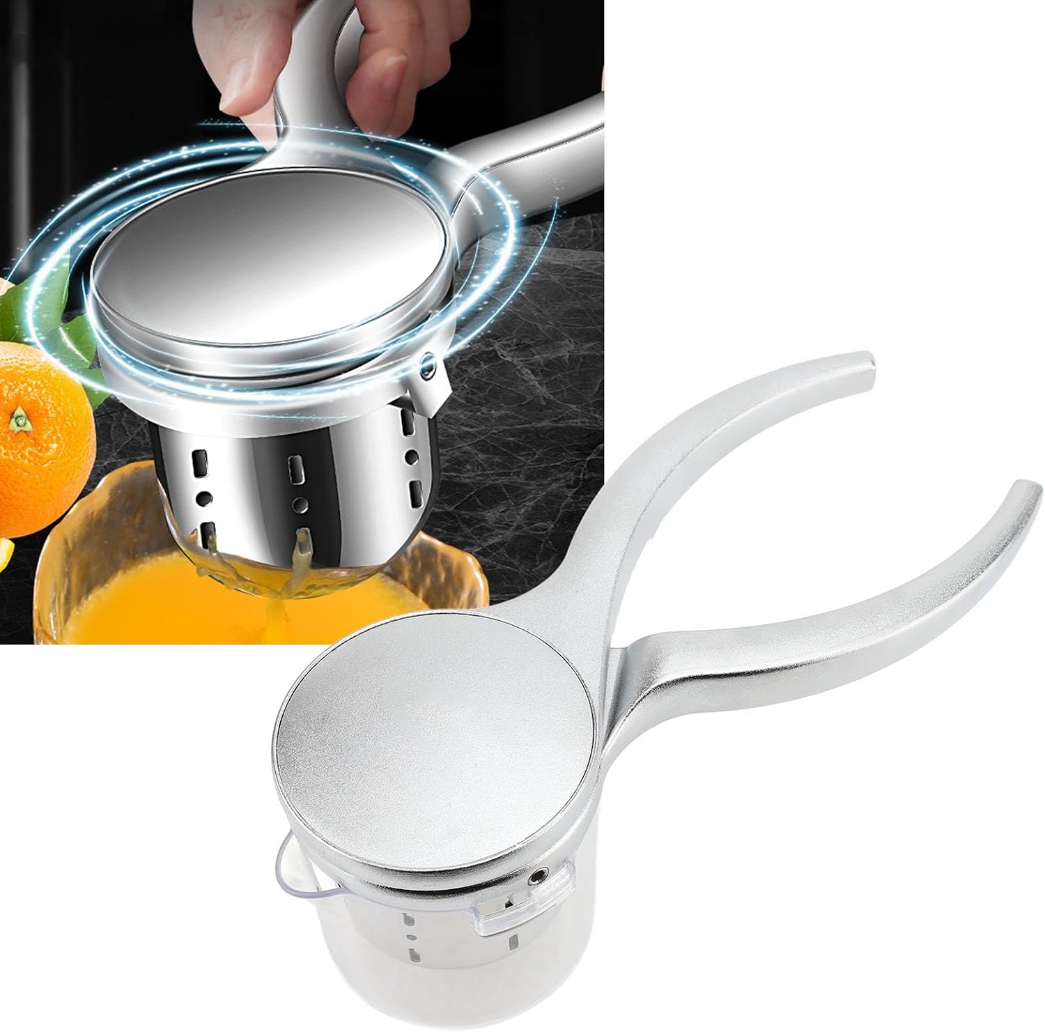 Manual Press Juicer Squeezer, Stainless Steel Handheld Fruit Juicer with Citrus Juicer, for Kitchen, Food