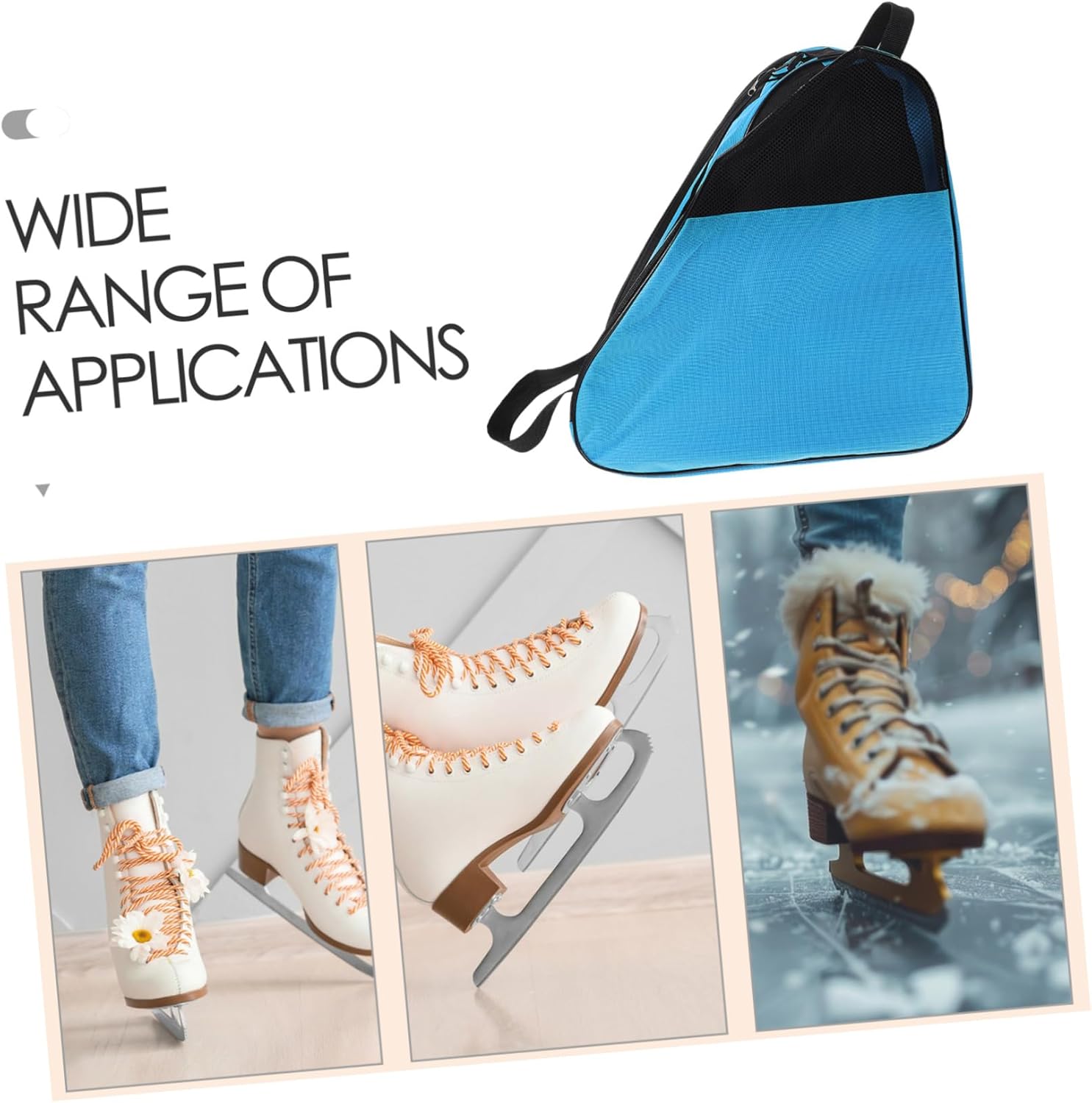 Roller Skates Bag Shoulder Strap Lightweight Skating Pouch Multiple Compartments Stylish Roller Backpack for Women and Girls for Ice and Inline Skates