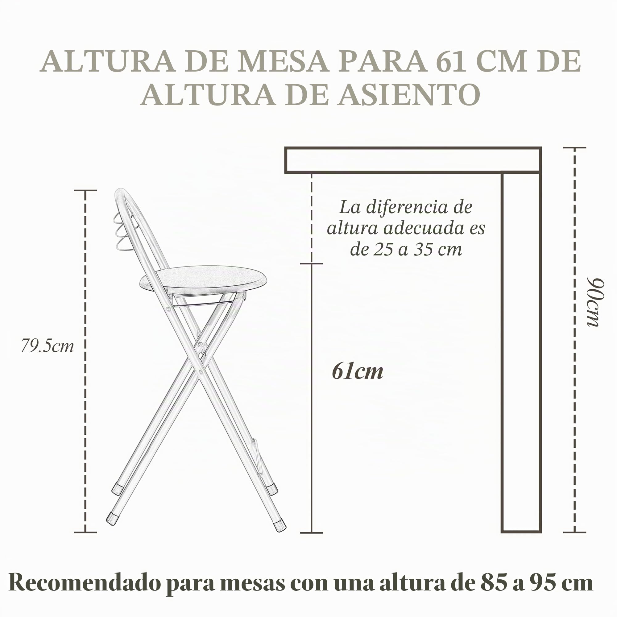 Juego de 2 Taburete Alto Plegable Bar con Respaldo, Banqueta y Silla Plegable de Madera para Interior y Exterior en Cocinas/Bares/Bistrós/Camping/Asiento Imitación Roble/Altura Asiento 61CM
