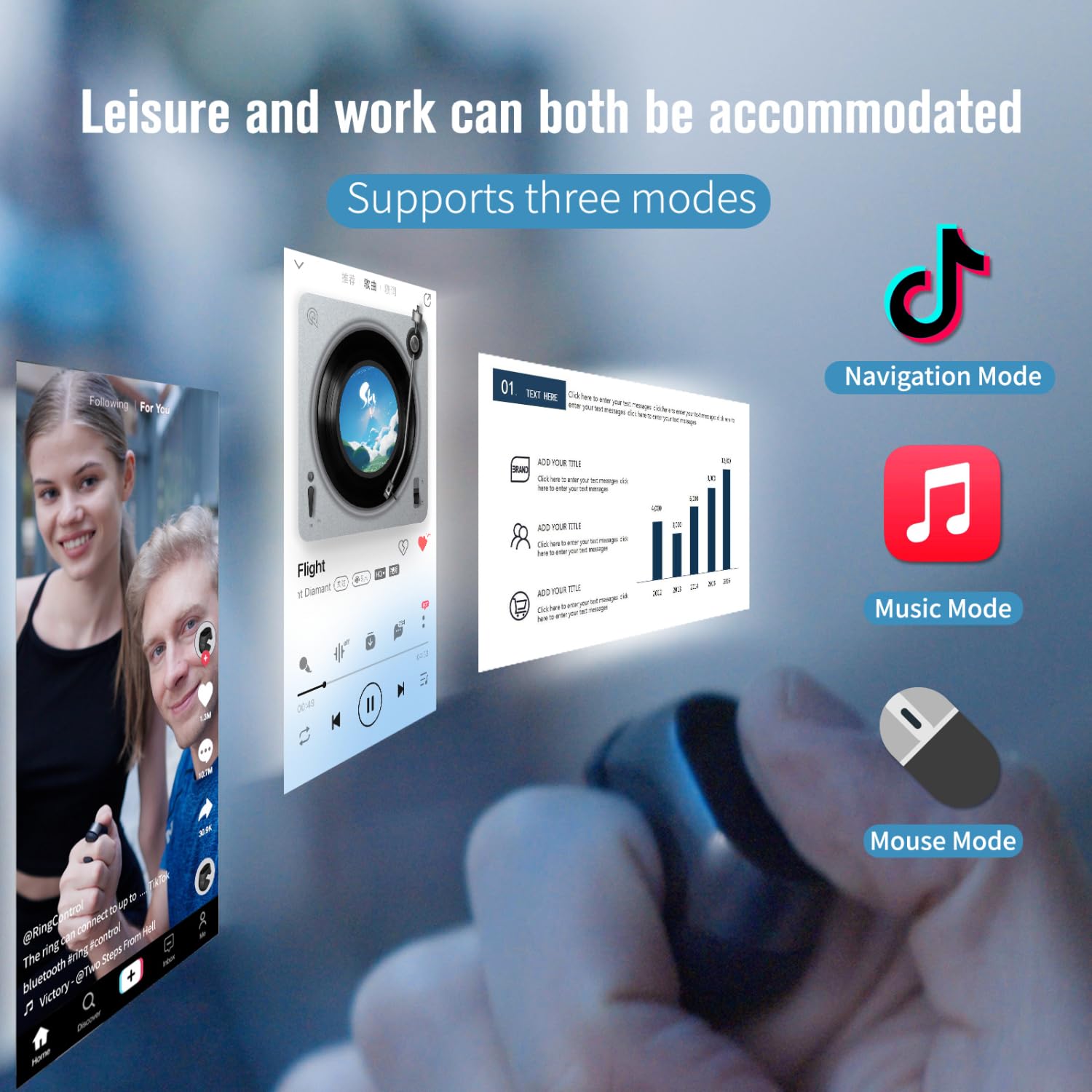 Fingerspitzen Seitenwender， Bluetooth Fernbedienung Scrolling Ring，Wiederaufladbare Wireless Kamera Fernauslöser Selfie Taste Controller für TikTok, Videowiedergabe, Musiksteuerung