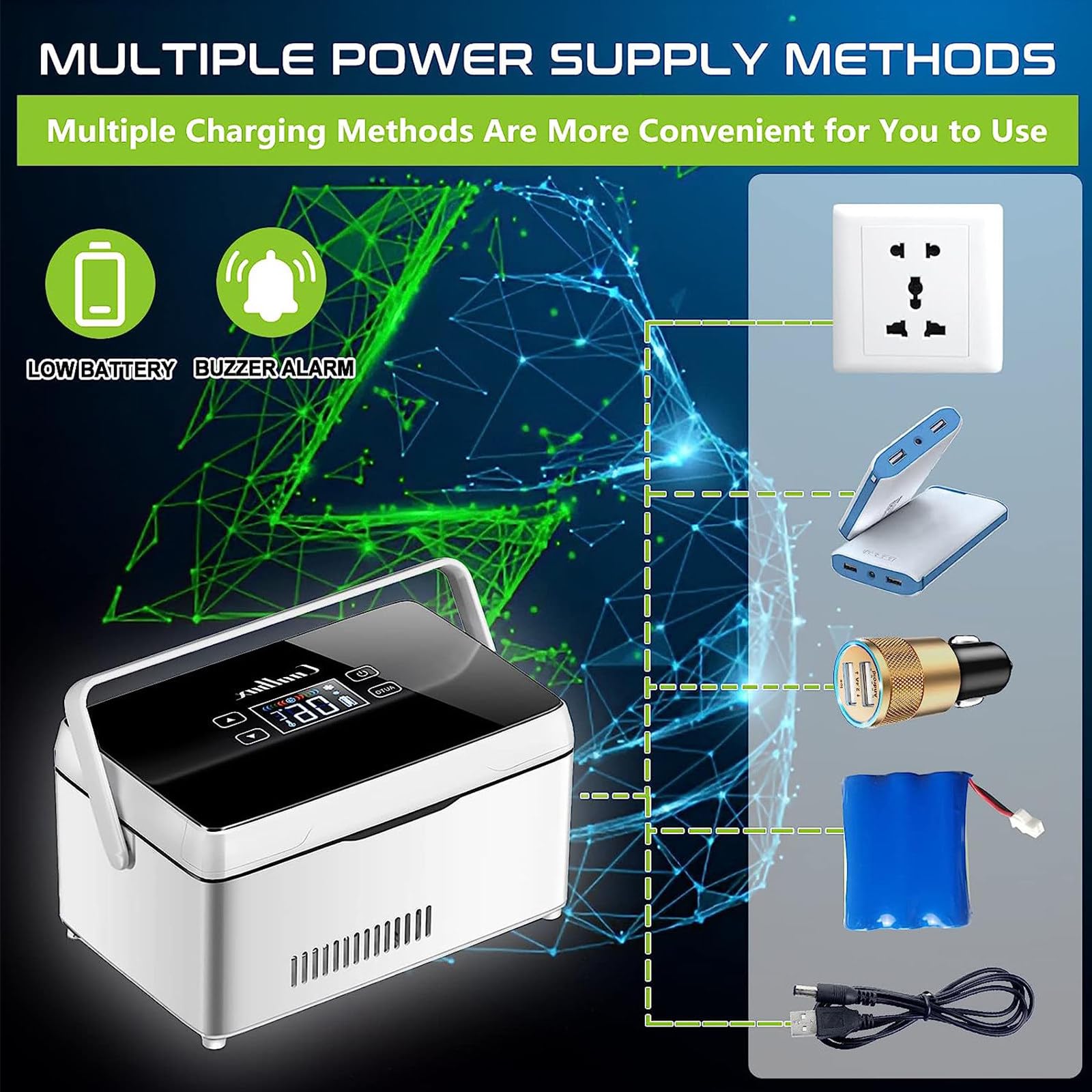 Generico Contenitore refrigerato Portatile per insulina, Scatola refrigerata a Temperatura costante per la Gestione del diabete, Mini Frigorifero per farmaci a Batteria (2 batterie)