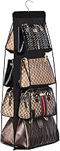 Lirex Handbag Hanging Organizer, 8 Pocket Purse Storage Hanger Oxford Cloth Closet for Family Closet Bedroom, Foldable and Universal Fit (Black)