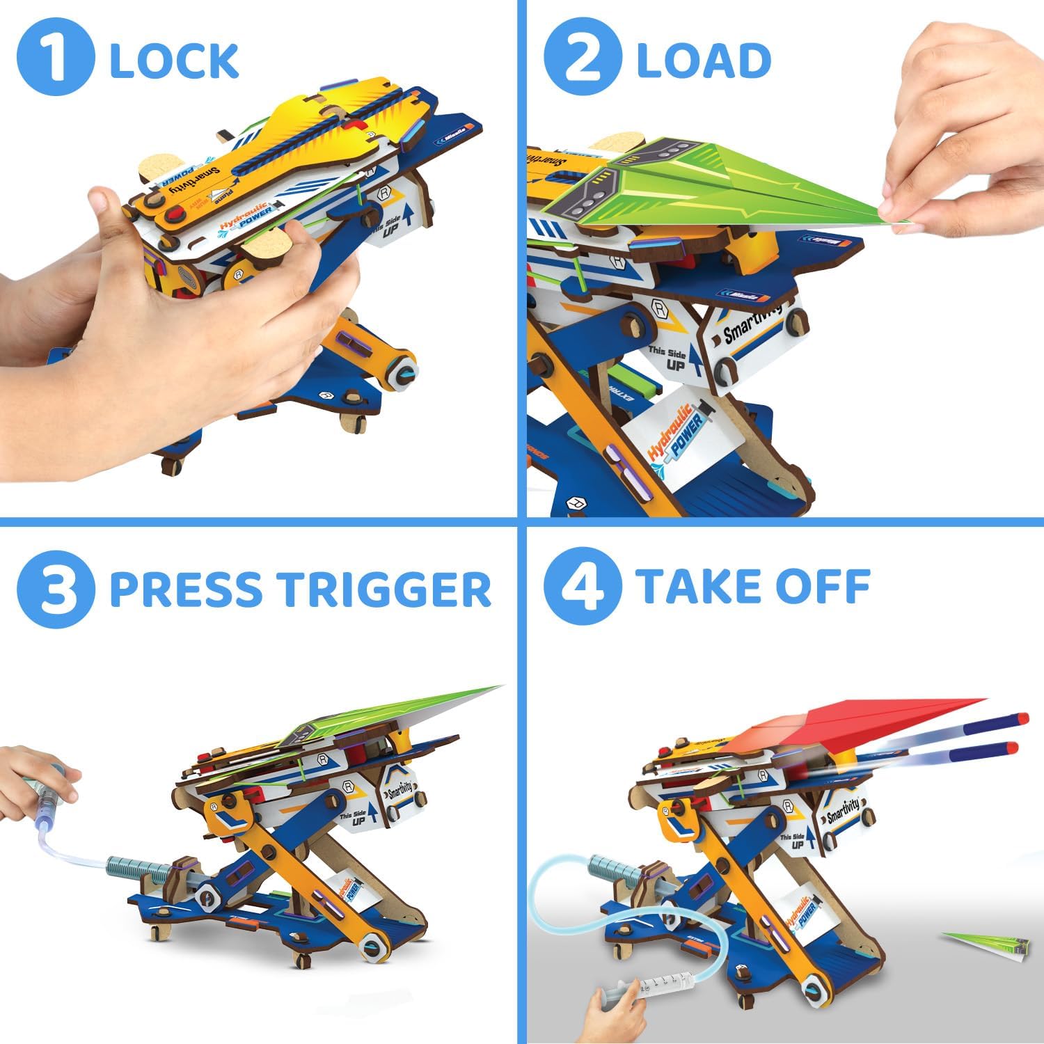 Smartivity DIY 2in1 Hydraulic Paper Airplanes & Darts Launcher STEM Toy for Kids Ages 6-14 Years I Birthday Gifts for Smart Kids | Science Kit for Boys & Girls 6, 8,10,12,14 Years Old - Image 3