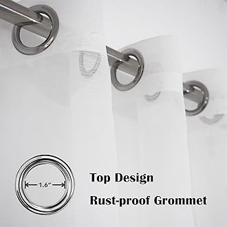 Heavyoff Outdoor Curtain for Patio, Grey Linen Look Semi-Sheer Curtains Waterproof Light Filtering Voile Outside Grommet Drapes for Pergola Balcony Pool Indoor 1 Panel, W52 x L108