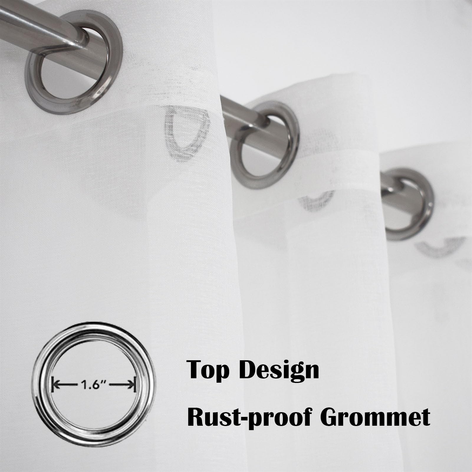 Heavyoff Outdoor Curtain for Patio, Grey Linen Look Semi-Sheer Curtains Waterproof Light Filtering Voile Outside Grommet Drapes for Pergola Balcony Pool Indoor 1 Panel, W52 x L108