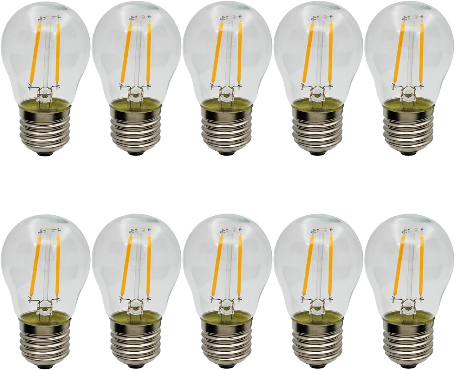 10 Pack, E27 2W G45 Retro LED Filament Bulbs Edison Antique Vintage Style Light, Not Dimmable, Warm White 2700K, 150LM, 15W Incandescent Replacement, AC 220-240V