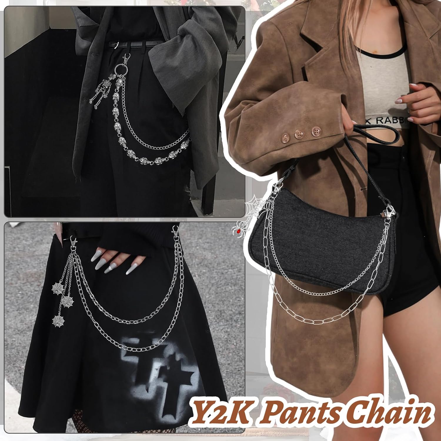 Punk Pants Chain Goth Skull Wallet Chain Biker Jean Pocket Y2K Chain Unisex Pant Trouser Skull Chain for Men Women Accessories Birthday - Image 5