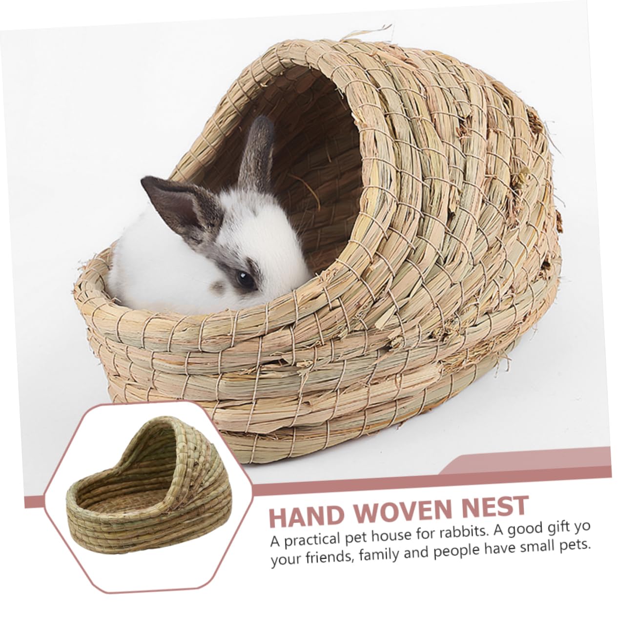 TOYANDONA Gewebtes Hamsternest für Kleine Haustiere, Grün, aus Stroh