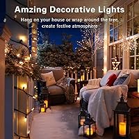 Vista 2 de ODEETRONIC Cadena de luces de Navidad transparentes, 21.63 pies, 100 luces incandescentes de alambre marrón, luz de Navidad para exteriores