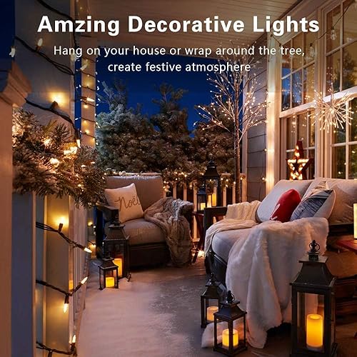 Miniatura 2 de ODEETRONIC Cadena de luces de Navidad transparentes, 21.63 pies, 100 luces incandescentes de alambre marrón, luz de Navidad para exteriores, con