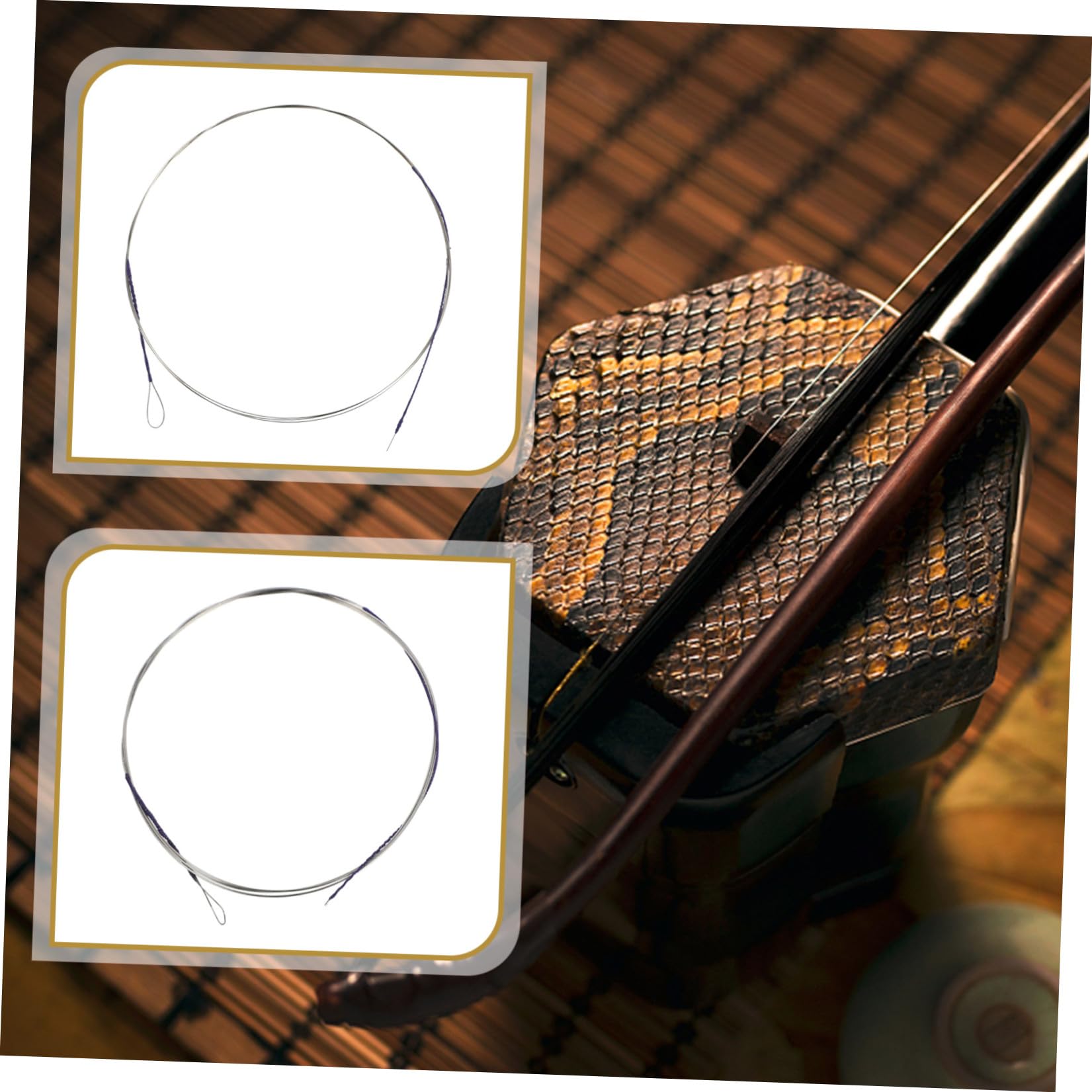 VICASKY 4 Stück Mandolinen-Saiten mit Schlaufenende,Mandolinen-Ersatzsaiten aus Edelstahl traditionelle Metal Erhu Teile Chinesische String nationale Instrumente Zubehör