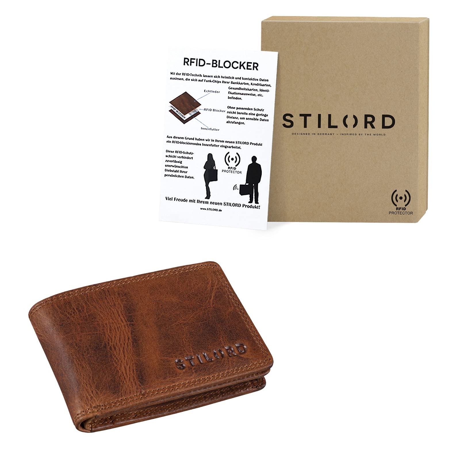 STILORD "Jay Monedero Hombre Pequeño RFID en Cuero Genuino Cartera Mini NFC Bloqueo Clásicas Portamonedas Billetera Portatarjetas de Piel Auténtica Color:Negro