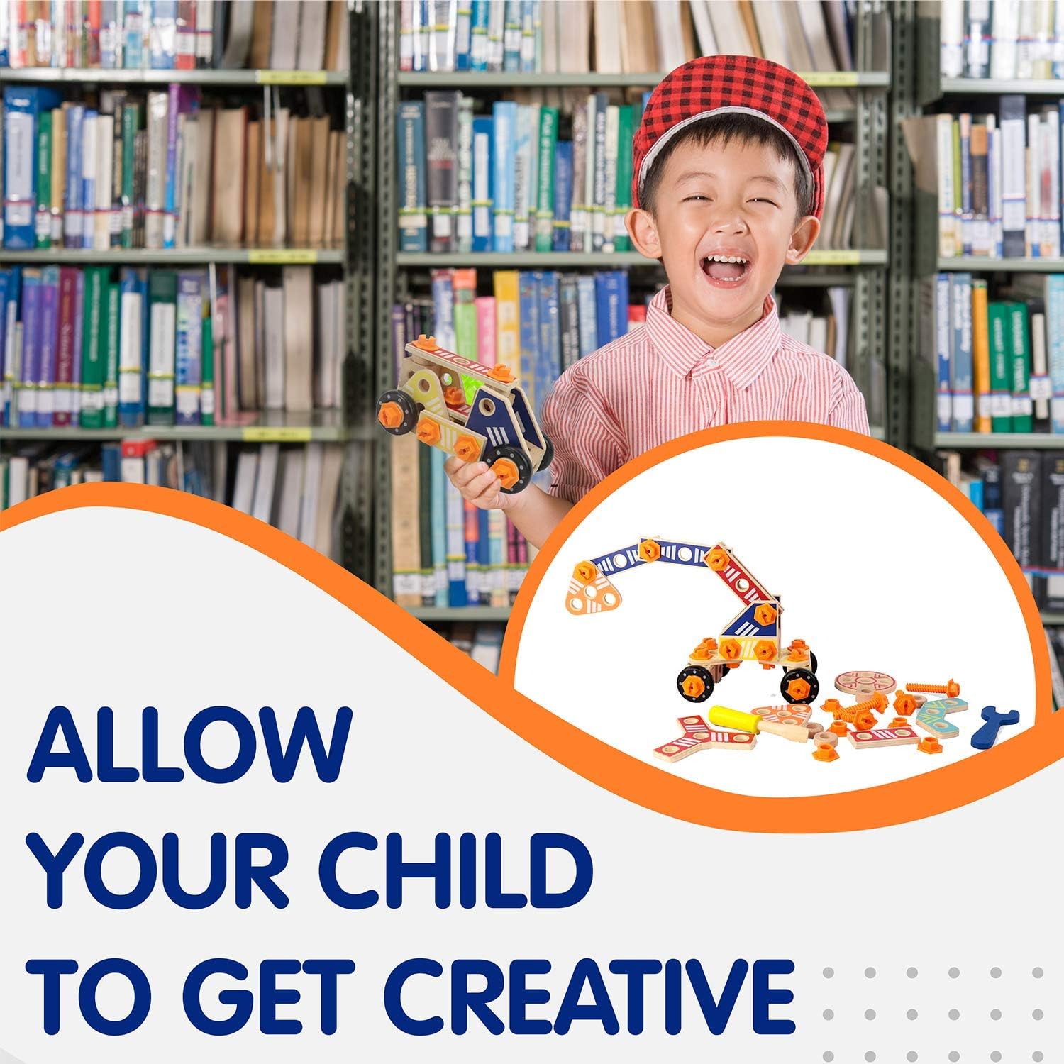 Leo & Friends Wooden Builder Construction Set - 72-Piece Kids Toy for Girls and Boys - Learning & Educational Toy for Christmas Birthdays or Holidays