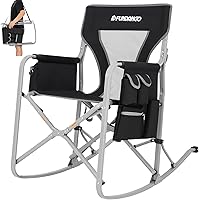 Vista 1 de FUNDANGO Mecedora de camping para adultos, mecedora portátil de gran tamaño plegable al aire libre con enfriador y bolsillo lateral para exterior