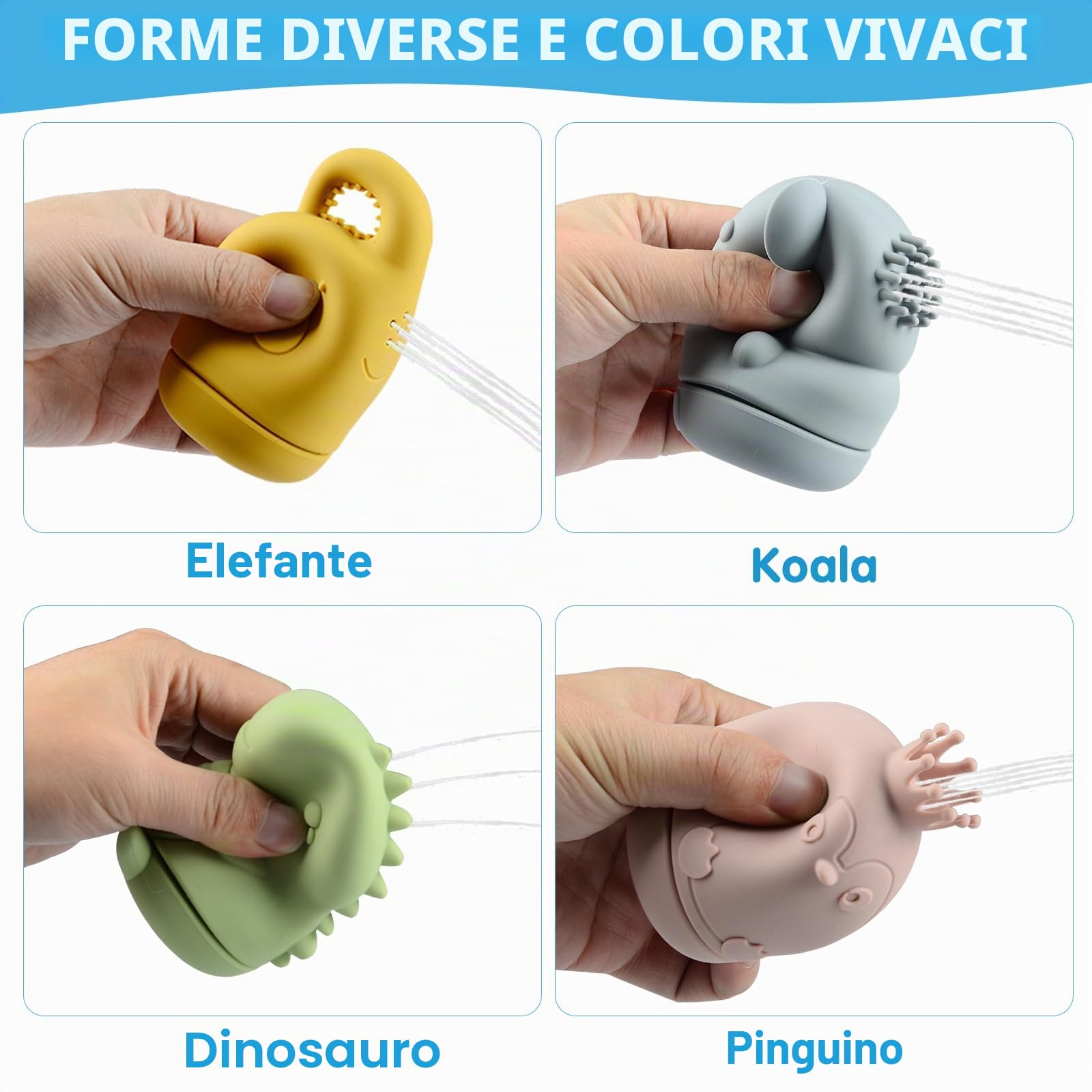 Giocattoli da Bagno Bambini, Giochi Bagnetto, Giocattoli Animali in Silicone con Barchette da Bagno Impilabili e Cucchiaio, Giochi Acqua Giocattolo Che Nuota Giochi Vasca da Bagno Bambini 1 2 3 4 Anni