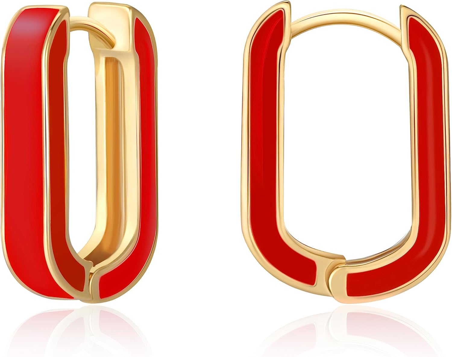 Huggie Hoop Earrings for Women, 18K Gold Plated Colorful Enamel Huggie Earrings Small Hypoallergenic Cute Jewelry Gifts