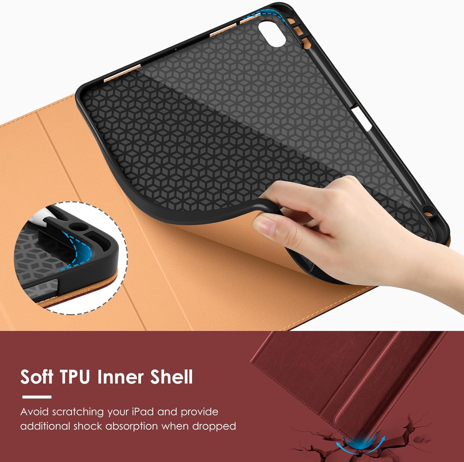 VIKESI Keyboard Leather Case for iPad Air 11-inch with M4/M3/M2 2026/2025/2024 and for Air 5th/4th Gen 10.9 Inch 2022/2020,Built-in Breathing Light, Function Row,Pencil Holder,Card Slots,Wine