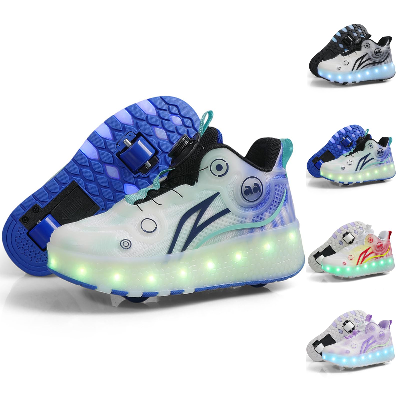 Chaussures à roulettes multisports outdoor bleues pour s'amuser en glissant le soir entre amis