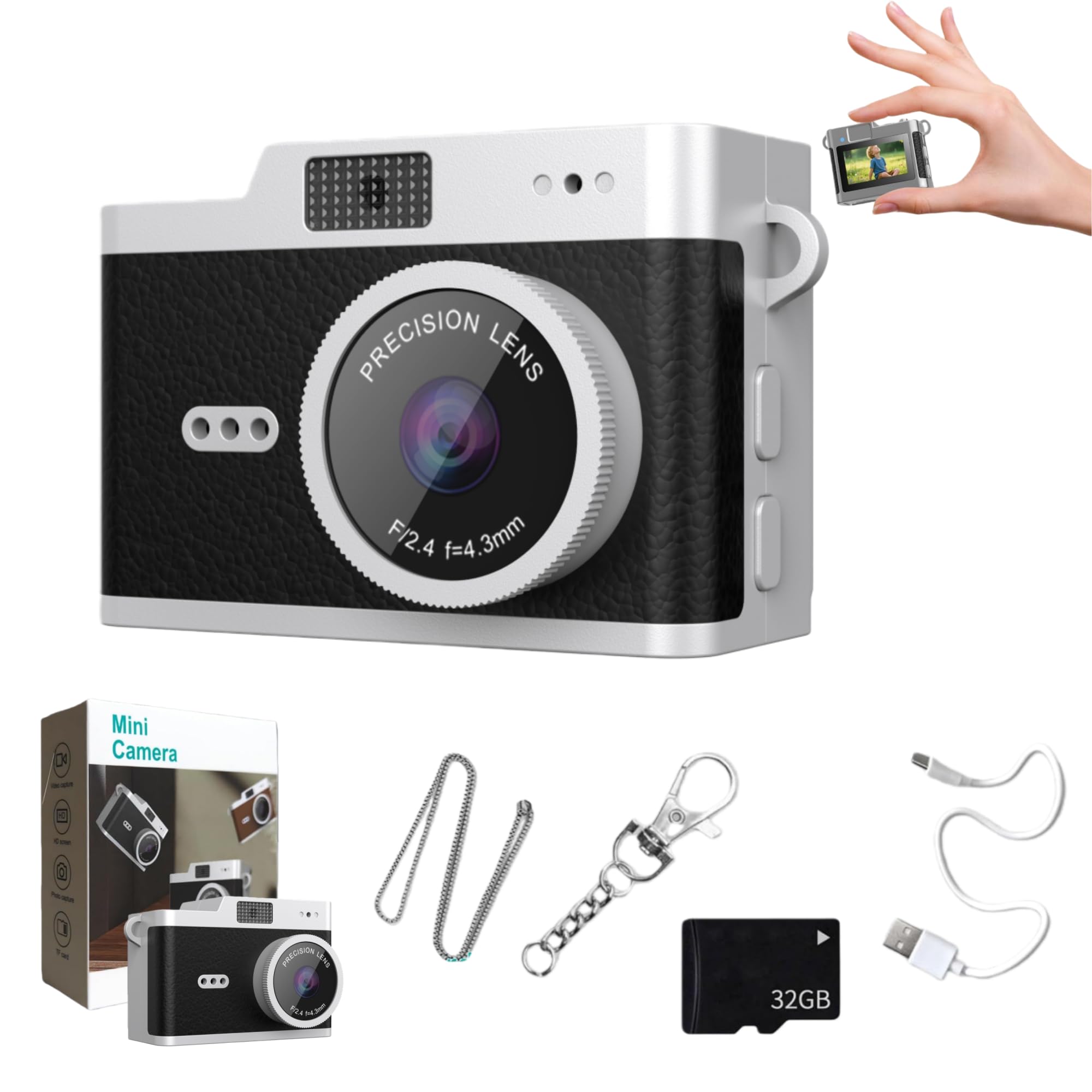 Mini Keychain Digital Viedo Camera, 1080P Y2K Vibe Camera, 32GB TF Card, 120 Min Record Compact Travel Cameras FHD Recording with 0.98" IPS Screen, Birthday Gift for Friends Valentine Gifts (Black)-image-22