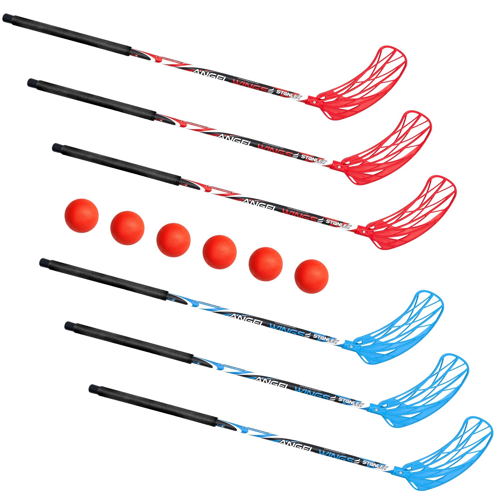 Photo 1 of 12 Pcs 6 Set Elementary Floorball Set 37.4inch Floorball Sticks and Ball Kids Teens Floorball Gear Floorball Ball for Youth Boys School Outdoor Indoor Floor Sports Training, Red and Blue