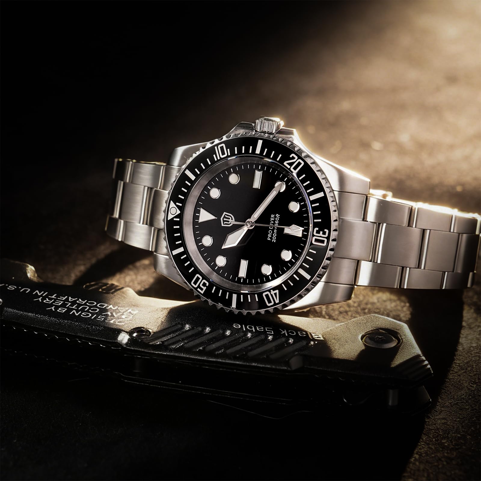 watchdives Professionelle Taucheruhr, WD1680Q V2 Japan VH31 Sweep Second Quarz Armbanduhr 40mm Saphirglas Uhr 200m wasserdichte Leuchtende Analoguhr