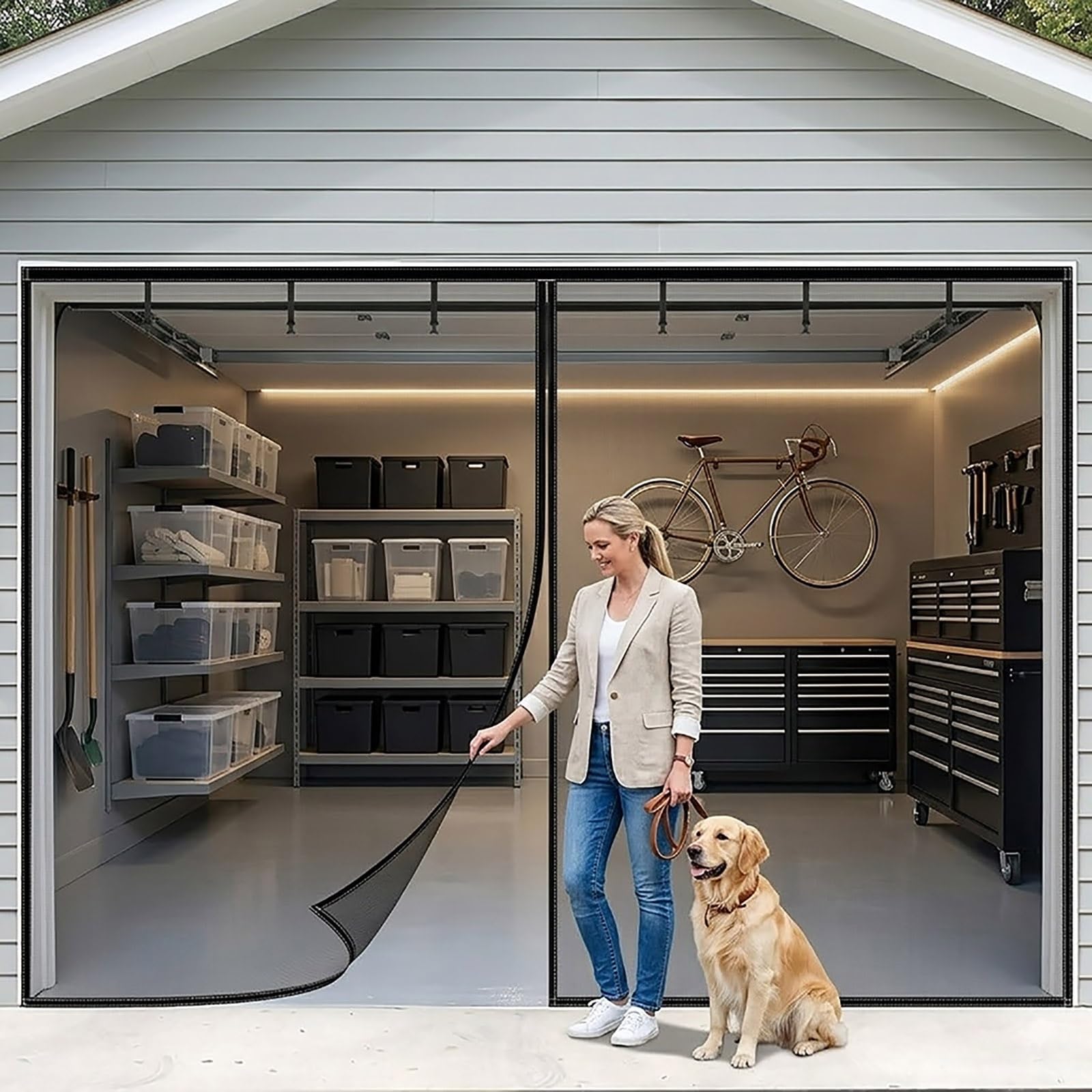 Moustiquaire de garage rideau pour aérer votre porche et balcon en été 250x210