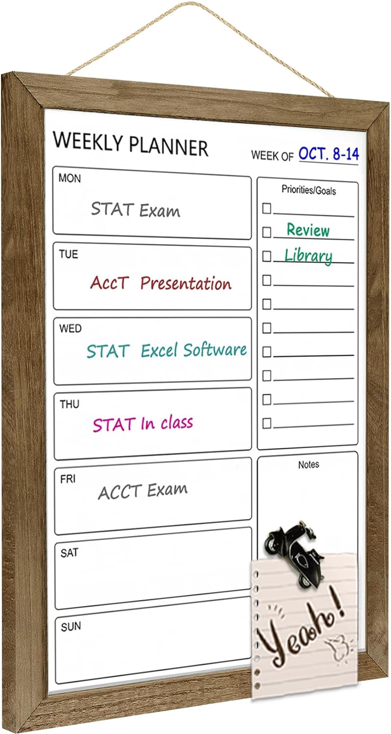 Amazon.com : Dry Erase White Board Weekly Calendar Board, Magnetic ...
