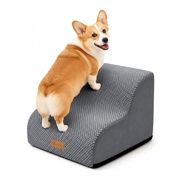 VOUNOT® Escalera para Perros 2 Peldaños 40x40x30 cm Rampa para Perros Espuma Alta Densidad para Cama Sofá