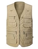 Men&apos;s Fishing Vest Utility Safari Travel Vest with Pockets Outdoor Work Photo Cargo Fly Summer Vest