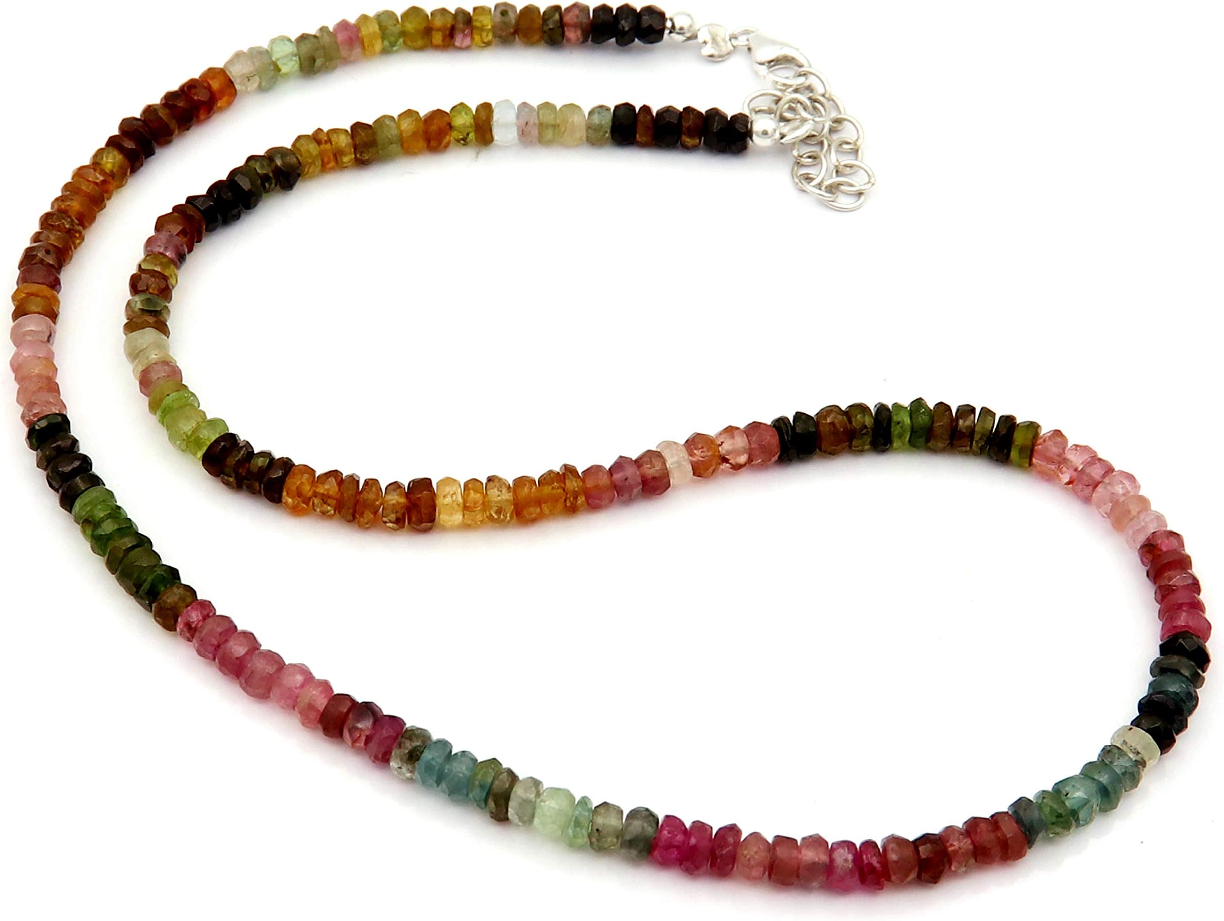 Beaded Gemstone Jewelry Boho Gemstone Necklace 925 Sterling Silver Multi Stone Necklace Precious & Semi Pervious Beads Necklace For Girls & Women Neck Piece Stone Jewelry