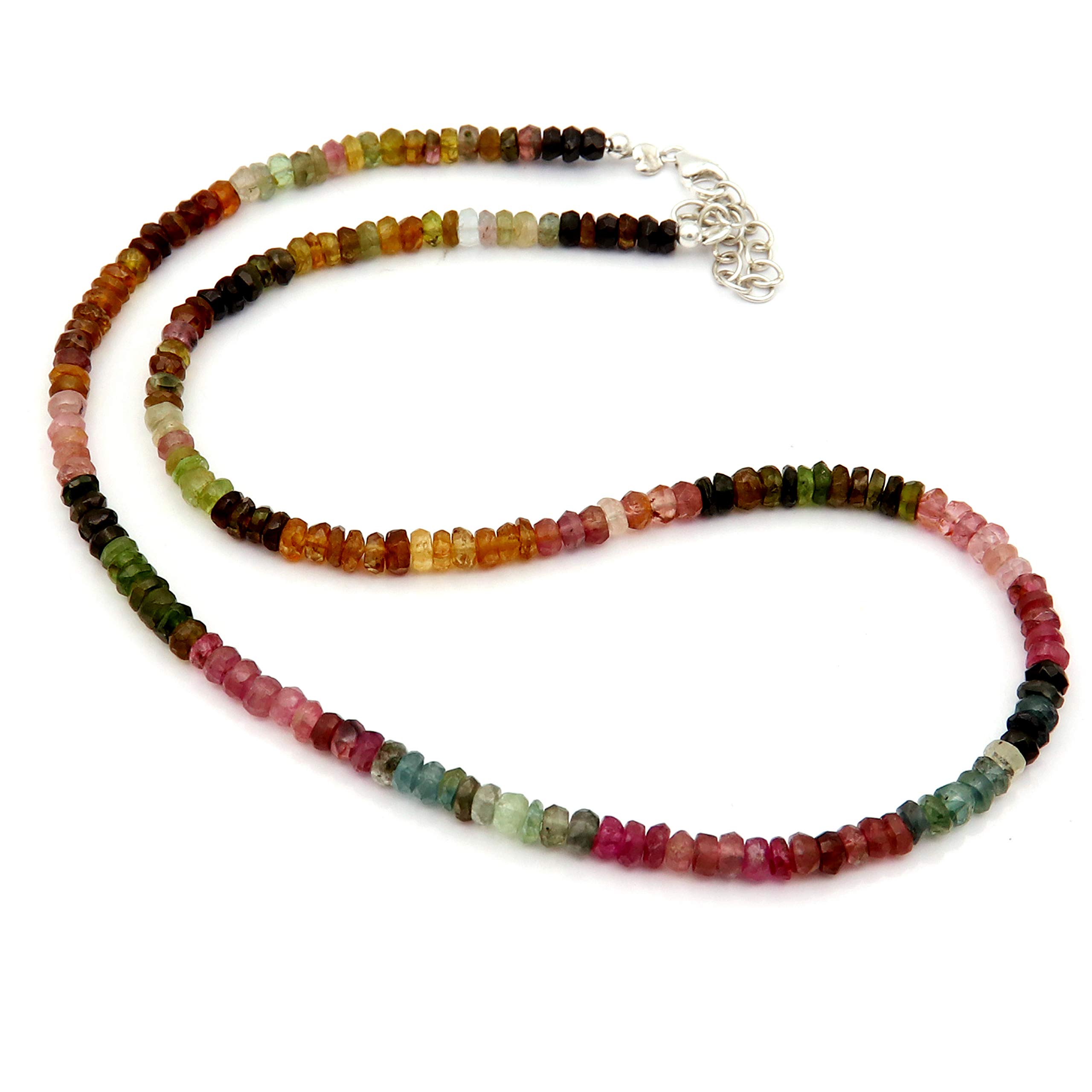 Beaded Gemstone Jewelry Boho Gemstone Necklace 925 Sterling Silver Multi Stone Necklace Precious & Semi Pervious Beads Necklace For Girls & Women Neck Piece Stone Jewelry