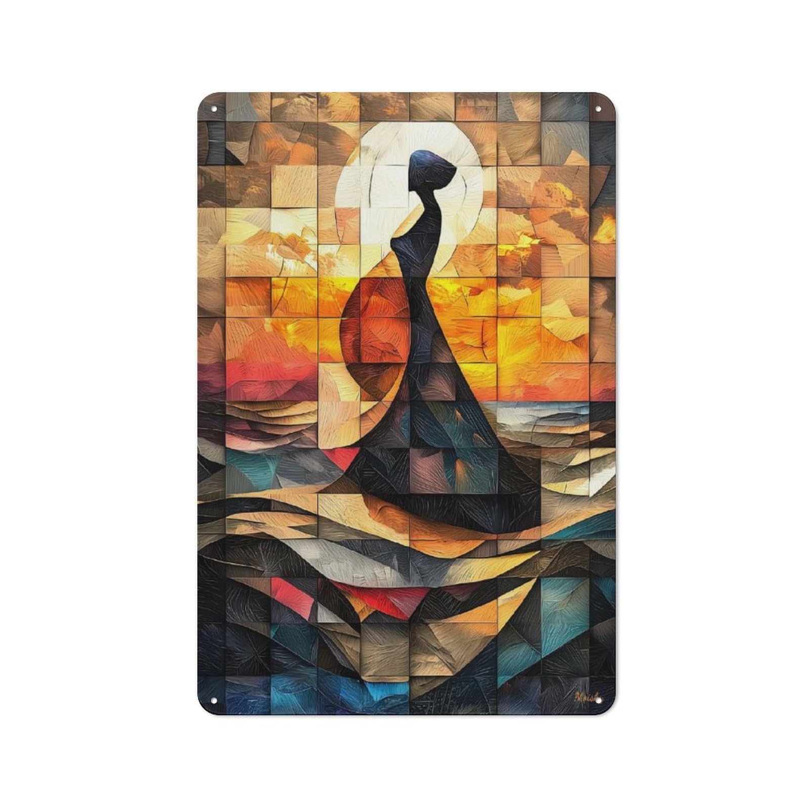 Junmoney The Birth Of Venus Stained Glass Mosaic Artwo Garden Style Rk Shed Metal Sign 30X20cm, Shed Wall Decor For Patio Bar, Workshop, Shed Or Kitchen