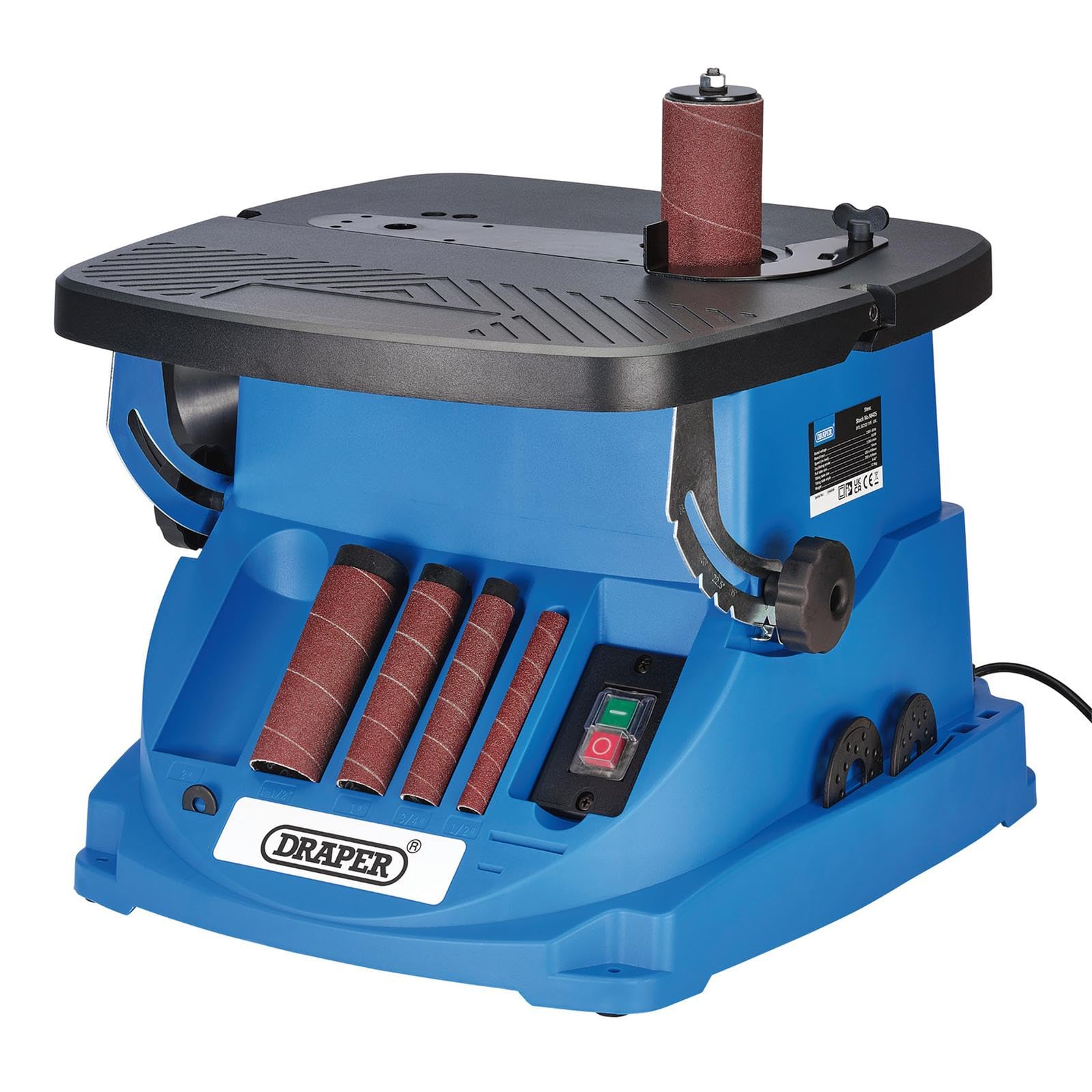 Draper 230V Oscillating Spindle Belt Sander 450W Tilting Table Dust Extraction
