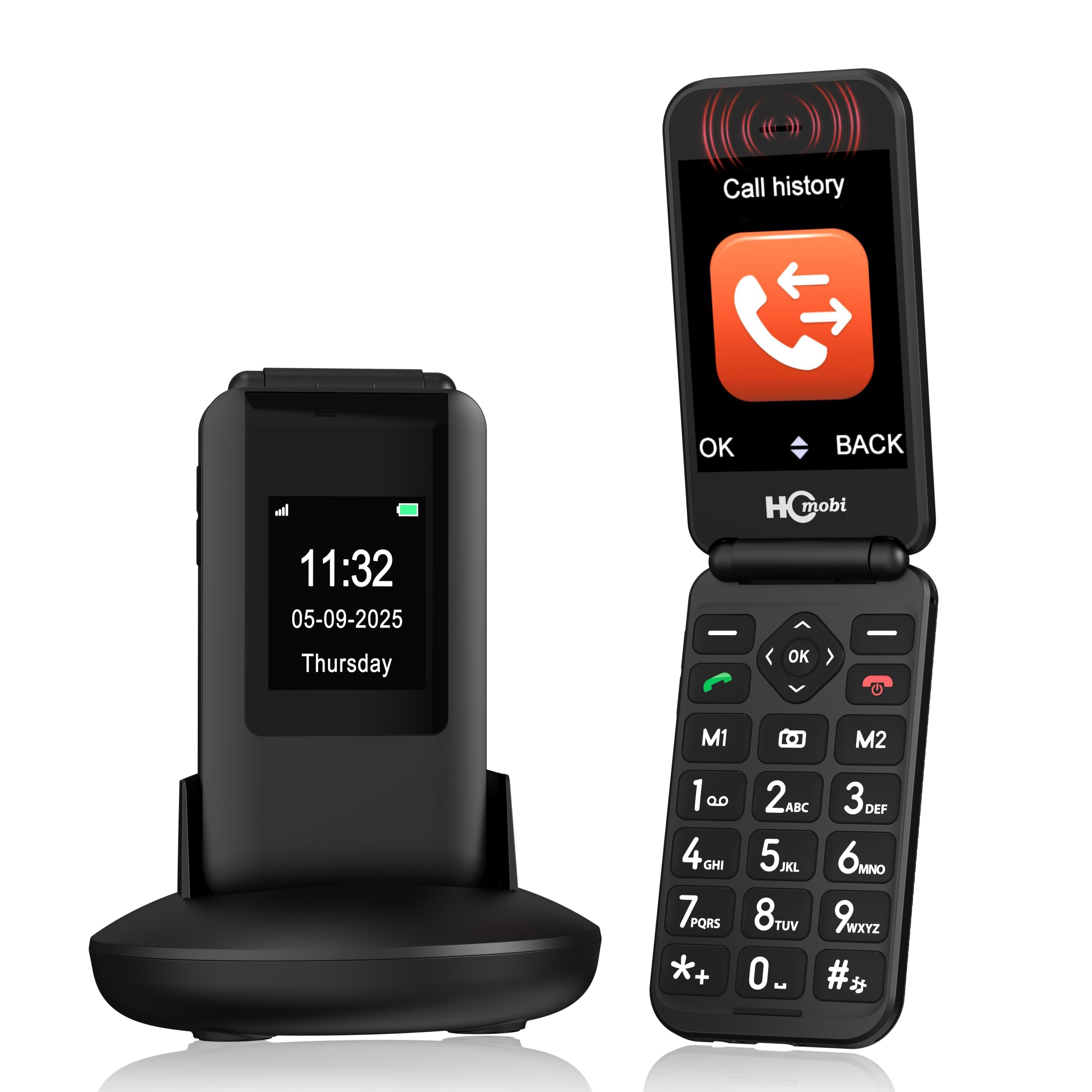 SilisoundTek Dual Screen Flip Phone Black