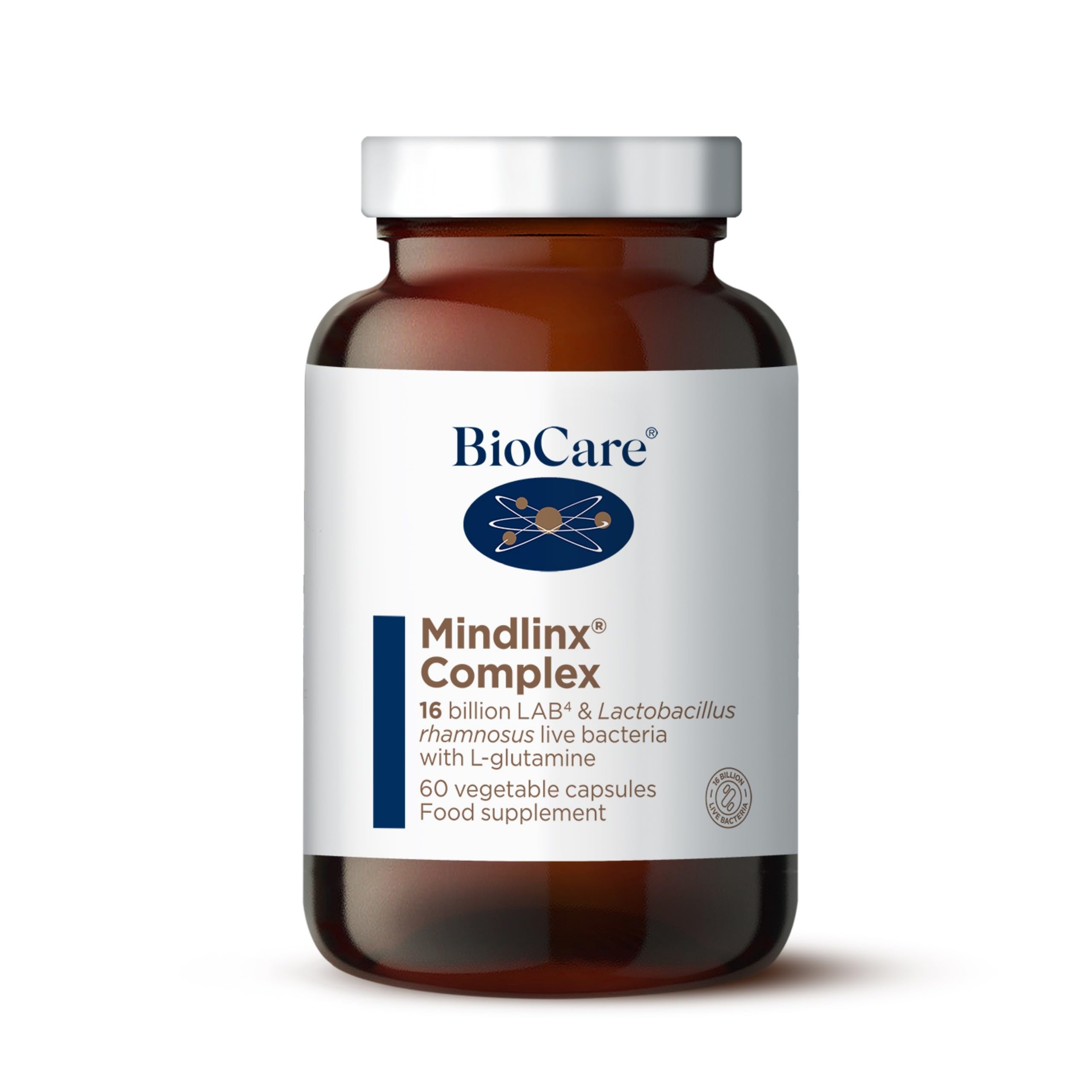 BioCare Mindlinx Complex | LAB4 & Lactobacillus Rhamnosus Live Bacteria with L-glutamine - 60 Capsules