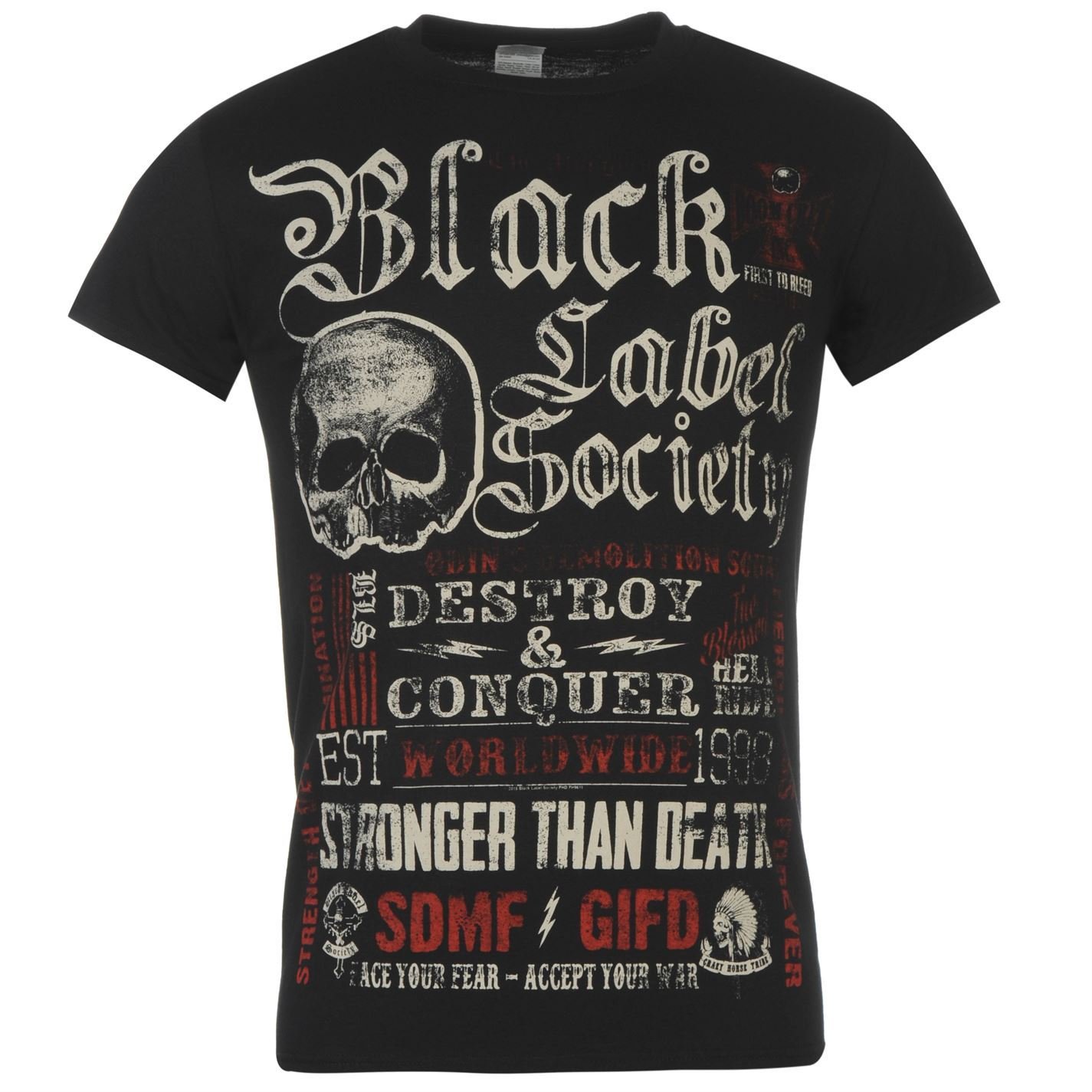 Black Label Society Destroy & Conquer T-Shirt Mens Black Top Tee Shirt Medium