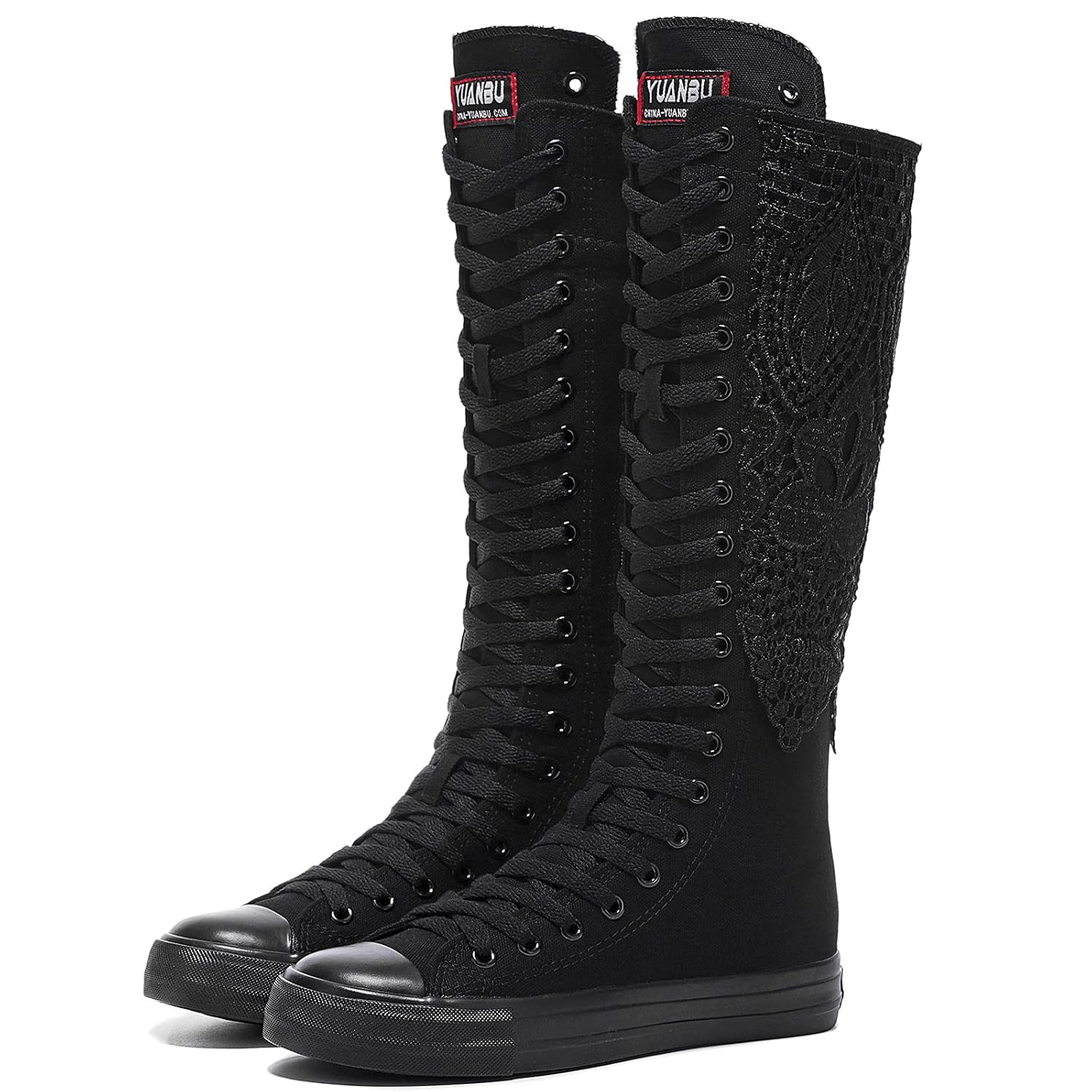 Momuk Fashion Girls Canvas Boots Knee High Sneakers Causal School Shoes Applicable for Both School Dresses or Casual