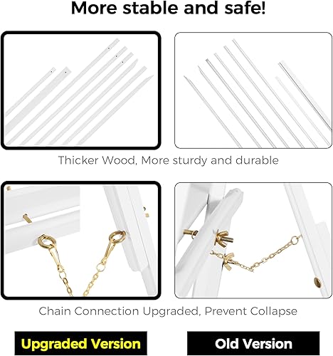 Miniatura 6 de VISWIN Soporte de caballete blanco de 63 pulgadas para letreros de boda, caballete de madera ajustable con soporte, caballete de piso de trípode