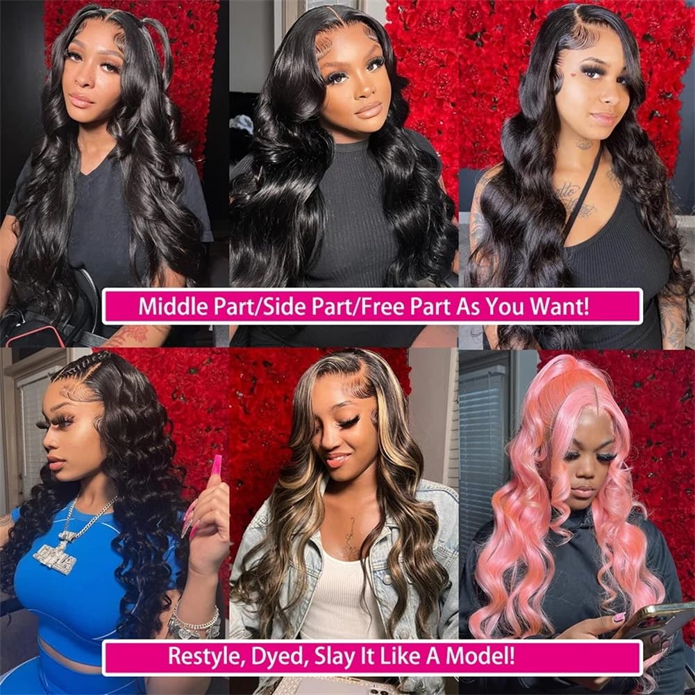 BELE 28 Inch 13x6 Lace Front Wigs Human Hair 180% Density Body Wave HD Lace Front Wigs Pre Plucked Glueless Wigs for Women Body Wave Lace Front Wigs Human Hair