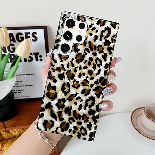 Miniatura 8 de J.west Luxury Sparkle - Funda para Galaxy S23 Ultra de 6.8 pulgadas, con estampado de leopardo translúcido, funda de TPU de silicona transparente