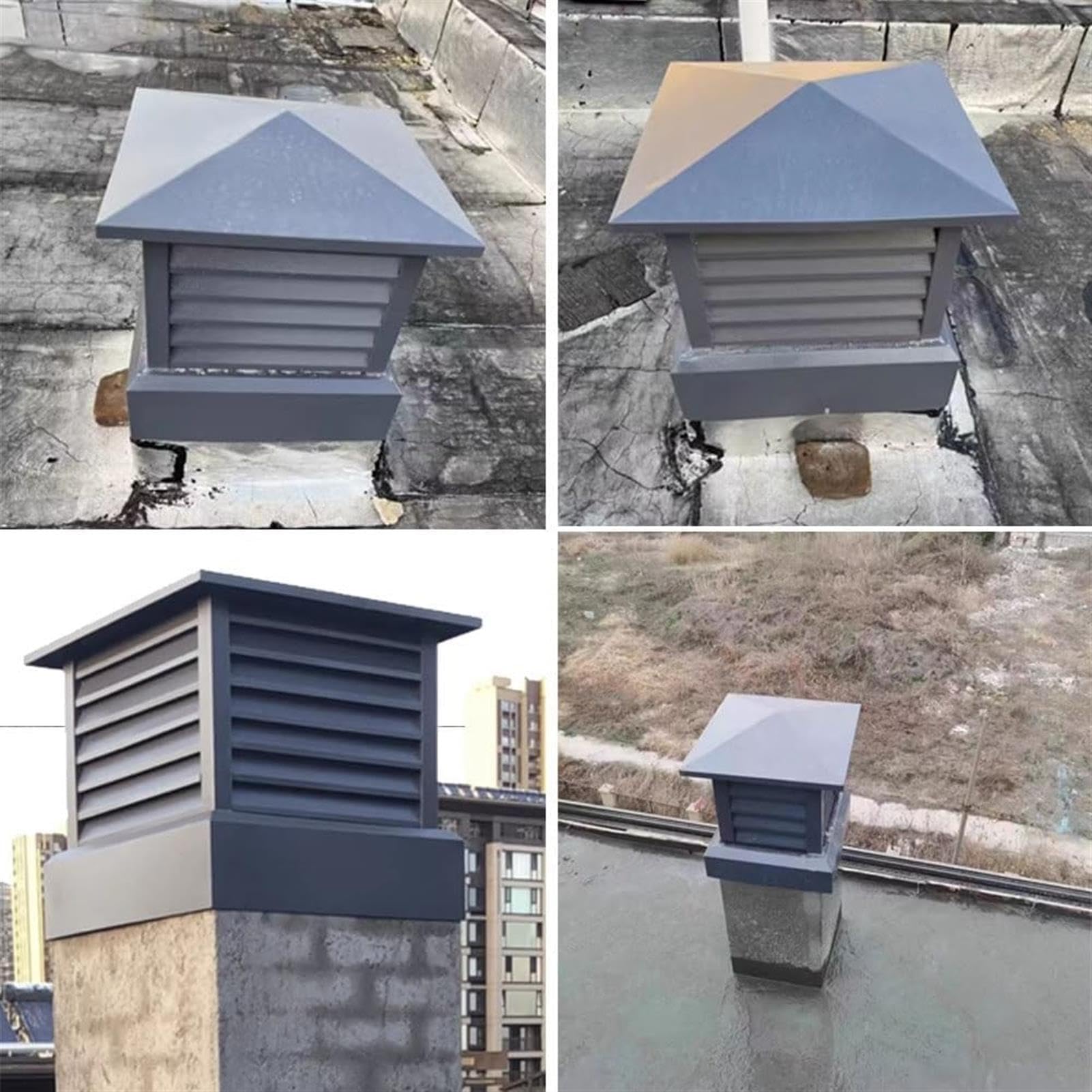 Tapa de Chimenea, Tapa de Drenaje Cuadrada de aleación de Aluminio, Tapa de ventilación de Techo, Tapa de Rejilla de Lluvia, Tapa Cortavientos