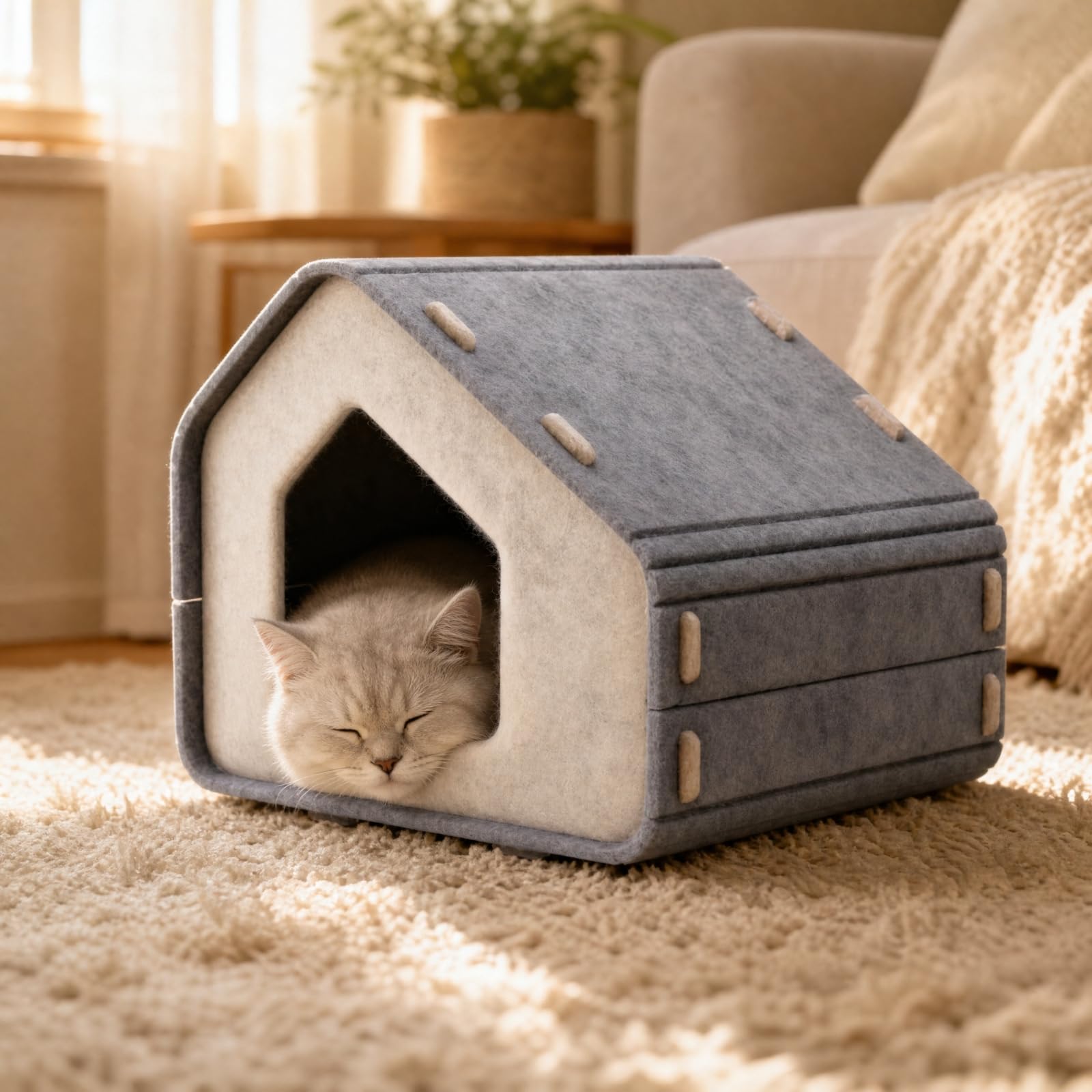 Chat Surface Supérieure à Griffer Multifonction Chat en Feutre Intérieur pr Jeu,