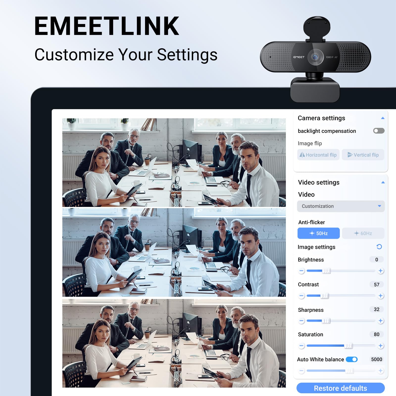 EMEET  Webcam with Microphone, C960 Web Camera, 2 Mics Streaming Webcam, 90°FOV Computer Camera, Plug and Play USB Web Cam for Online Calling/Conferencing, Zoom/Teams/Facetime/YouTube, Laptop/PC: 1080P AF