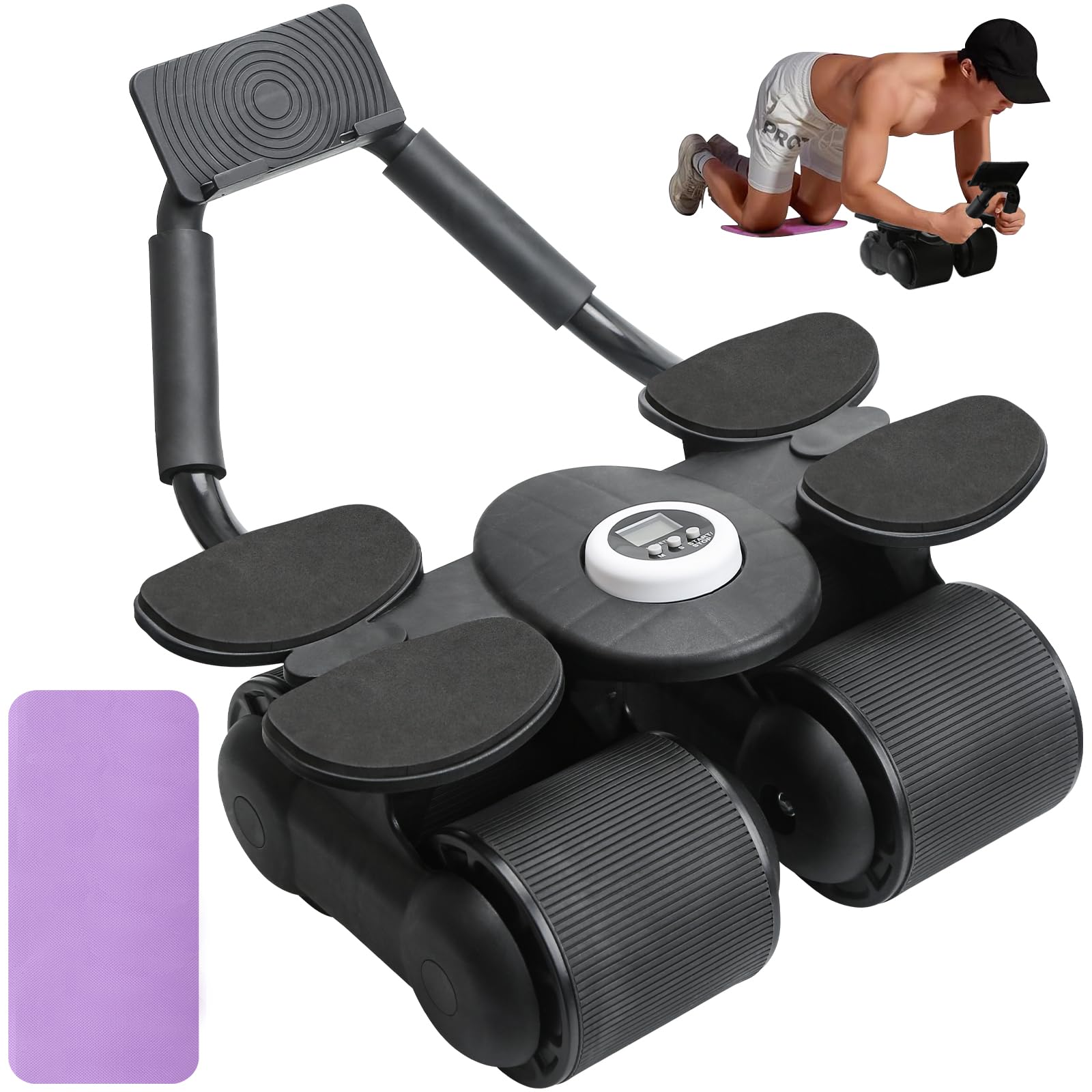 Ruota Addominale, Ab Wheel Roller Workout Equipment con Supporto del Gomito, Ruota Addominali Professionale per Allenamento di Forza Fitness per Casa Attrezzi Palestra Multifunzione