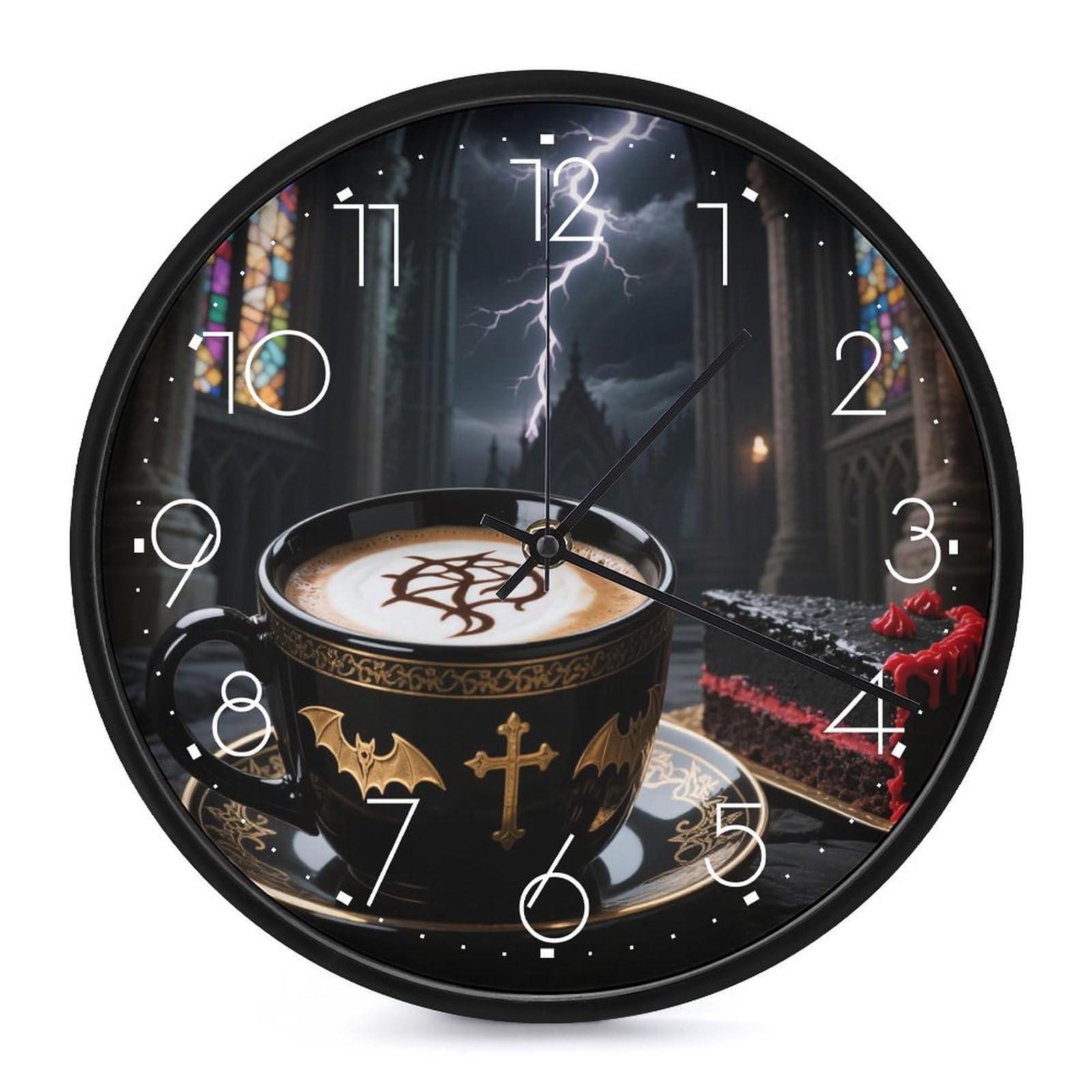 DWVTSLH Gothic Style Coffee Wall Clock 10 Inch Silent Non-Ticking Modern Clocks Battery Operated - Decorative Wall Clocks for Bedroom Living Room Kitchen Office Wall Decor Gift Idea